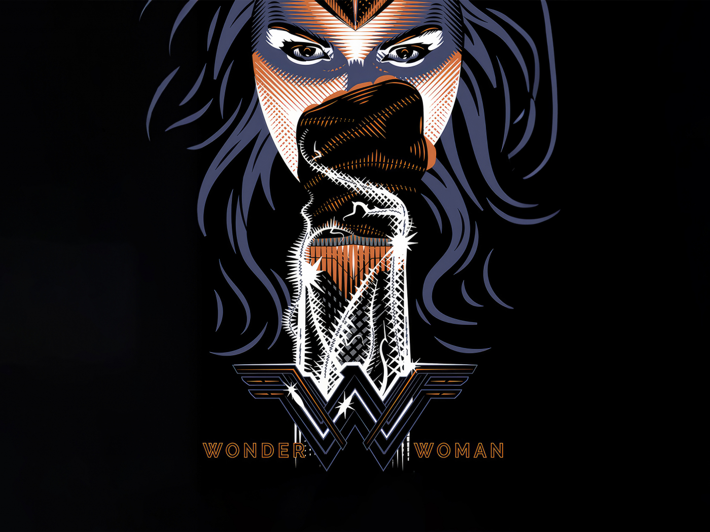 Wonder Woman's fist, minimal, dark, 1400x1050 wallpaper