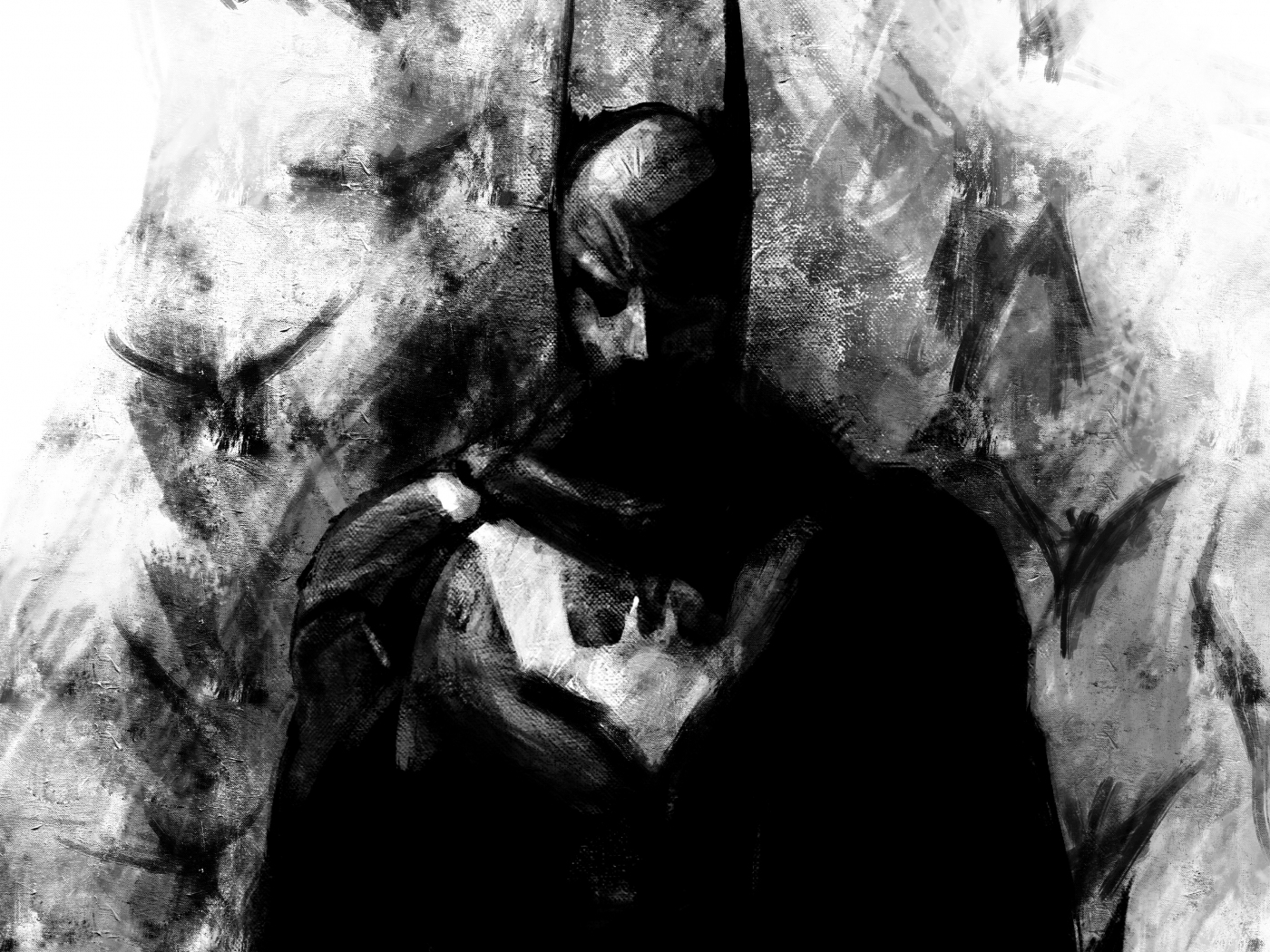 Download wallpaper 1400x1050 dark, superhero, sketch art, batman ...