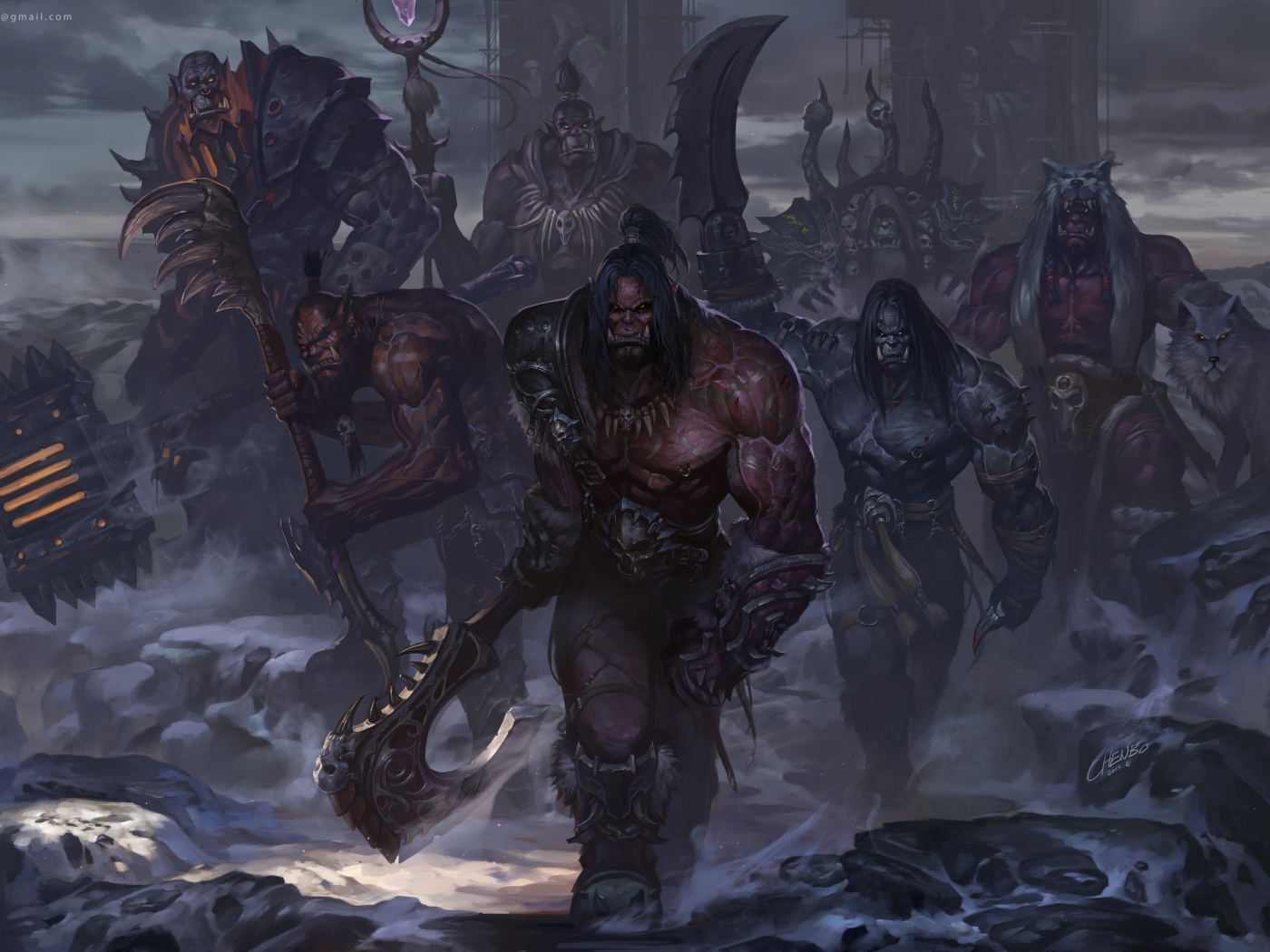 World of Warcraft, orks, warrior, art, 1400x1050 wallpaper