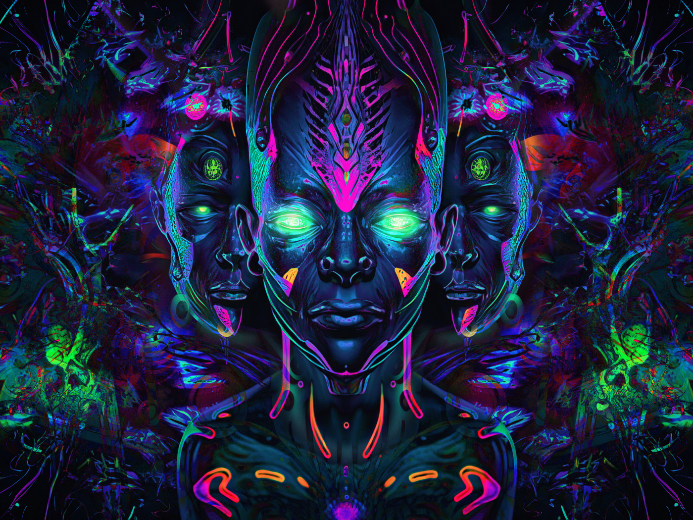 Psychedelic art, abstract, dark, 1400x1050 wallpaper