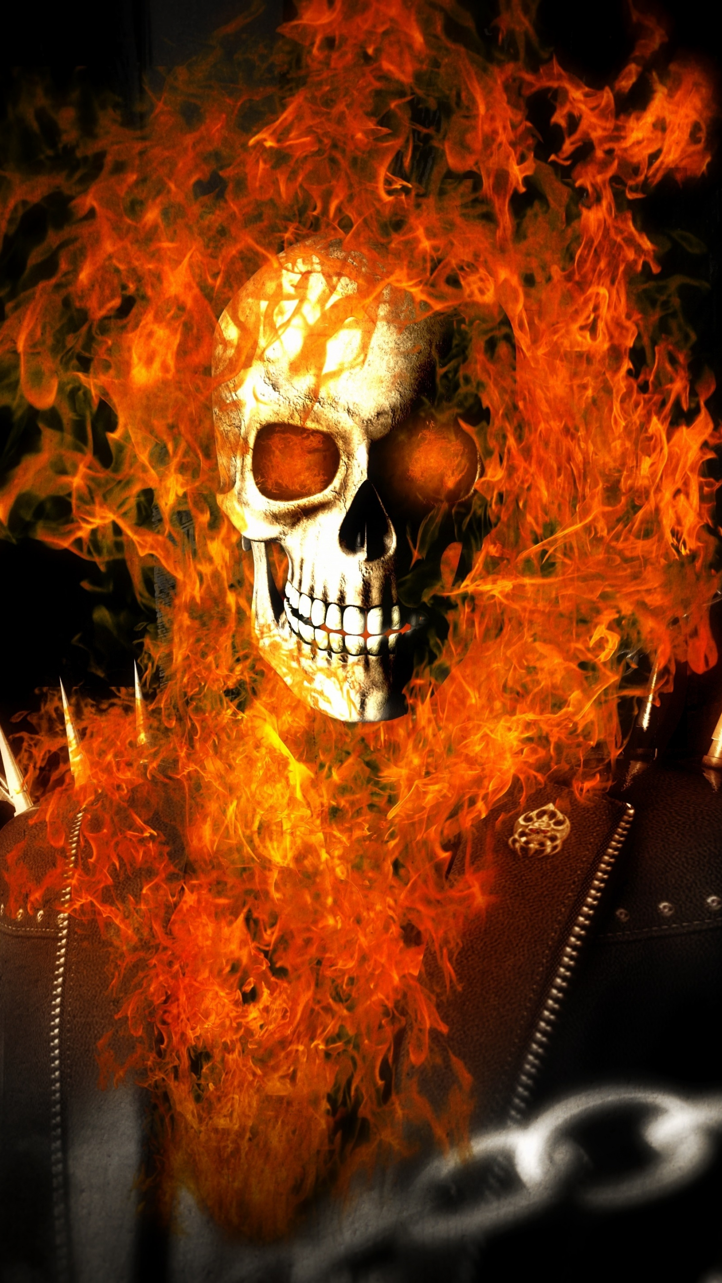 Download wallpaper 1440x2560 skull and fire, ghost rider, superhero, qhd  samsung galaxy s6, s7, edge, note, lg g4, 1440x2560 hd background, 16492