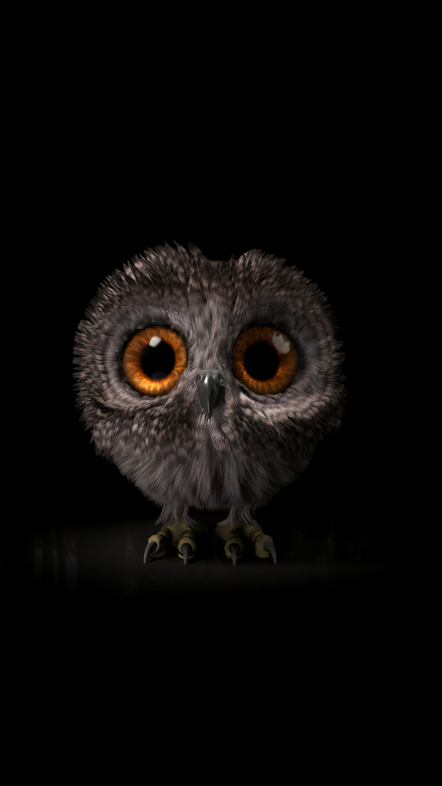 Pinfeather, fluffy owl, cute and adorable, 1440x2560 wallpaper