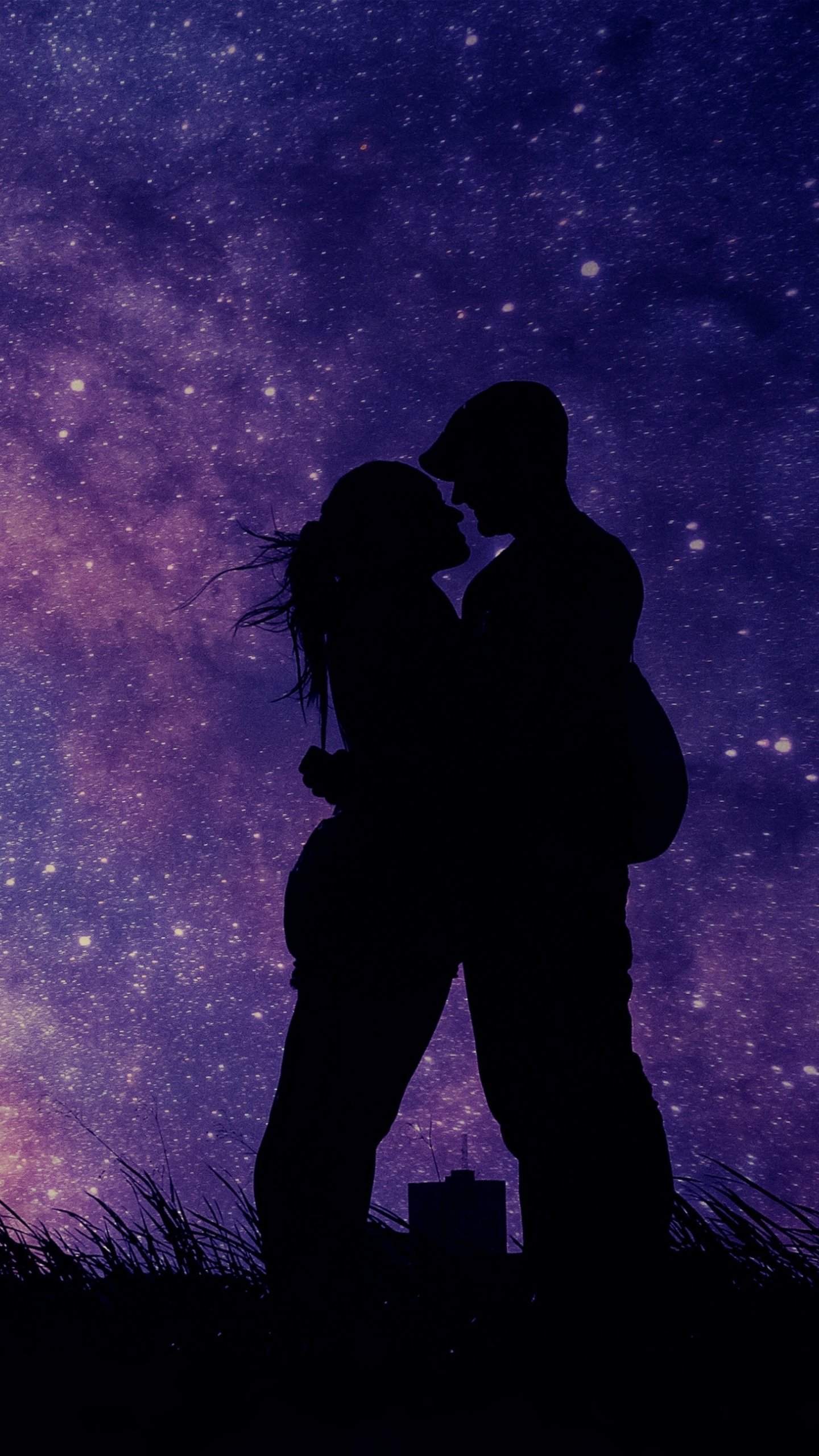 Download 1440x2560 Wallpaper Couple Romantic Night Love
