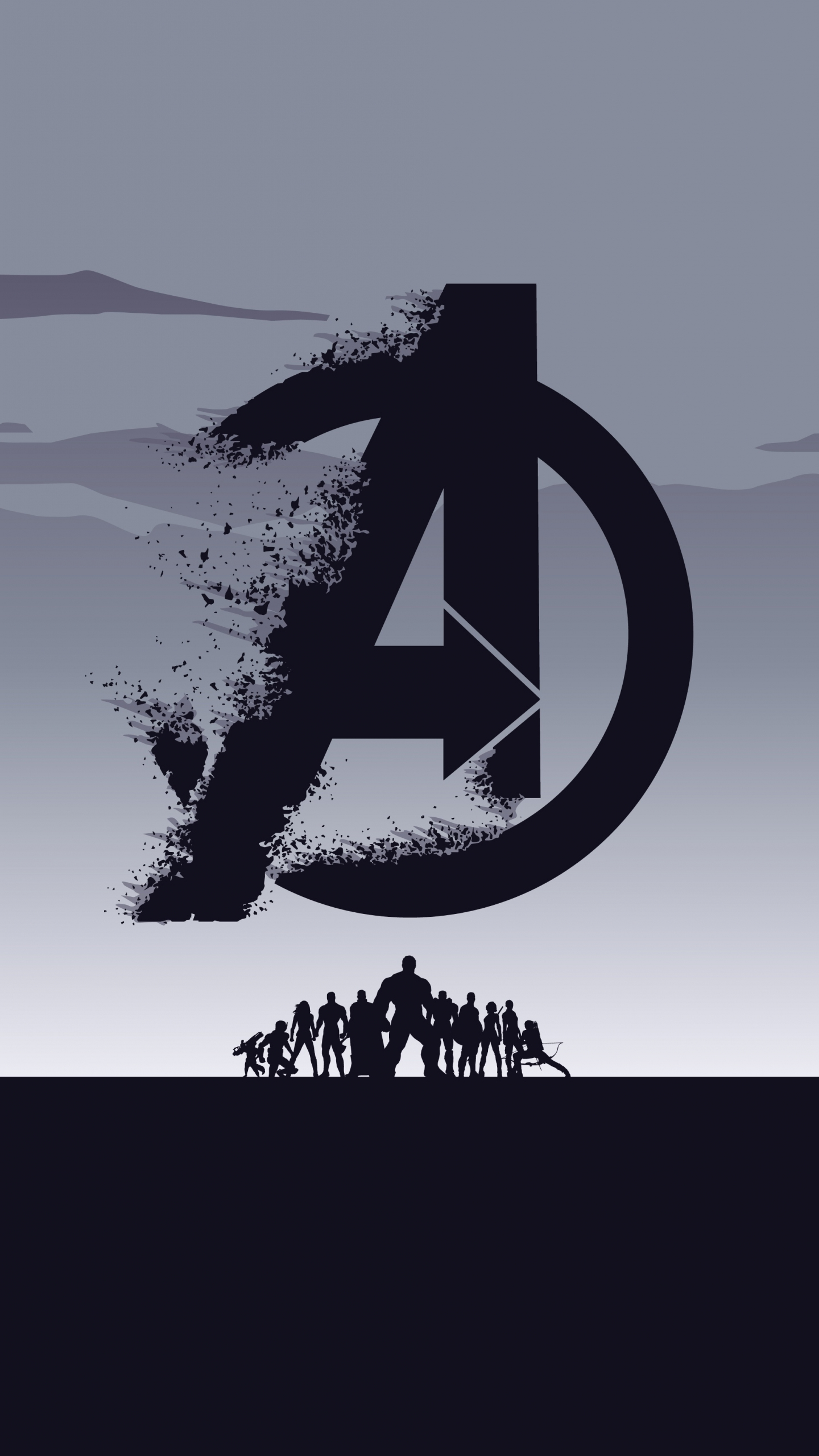 2019 movie, Avengers: Endgame, minimal, silhouette, art, 1440x2560 wallpaper