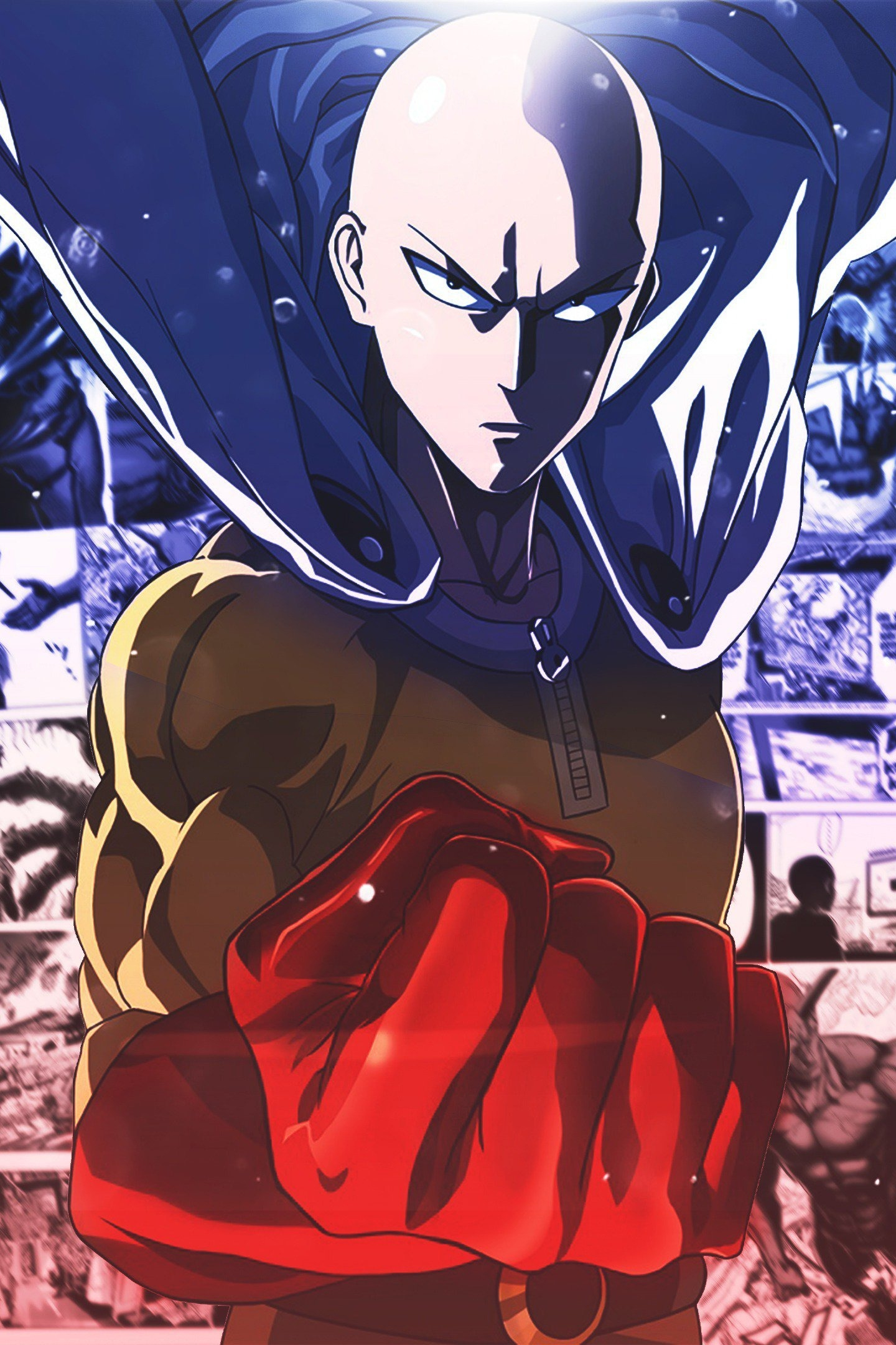 Download wallpaper 1440x2560 saitama, onepunch-man, anime, bald anime boy,  qhd samsung galaxy s6, s7, edge, note, lg g4, 1440x2560 hd background, 3525