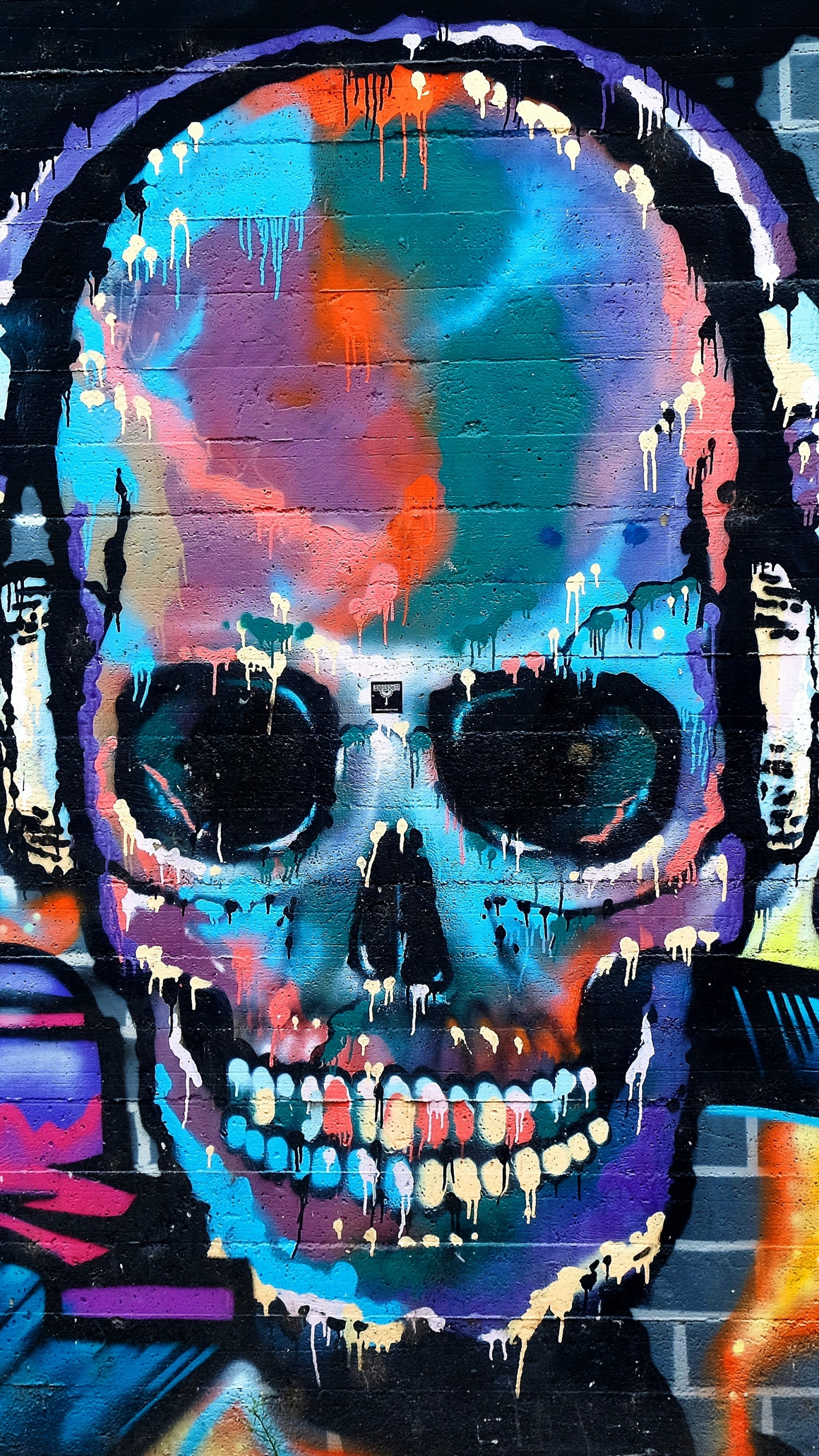Download wallpaper 1440x2560 graffiti, skull, colorful, street art, qhd samsung  galaxy s6, s7, edge, note, lg g4, 1440x2560 hd background, 7077
