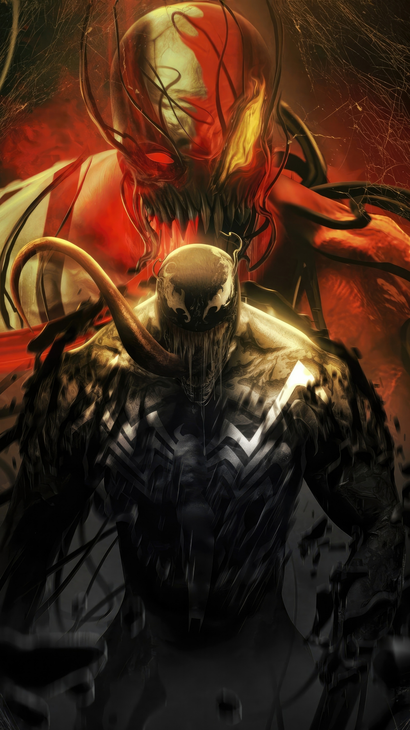 Venom, dark and Cold carnage, villain war, 1440x2560 wallpaper