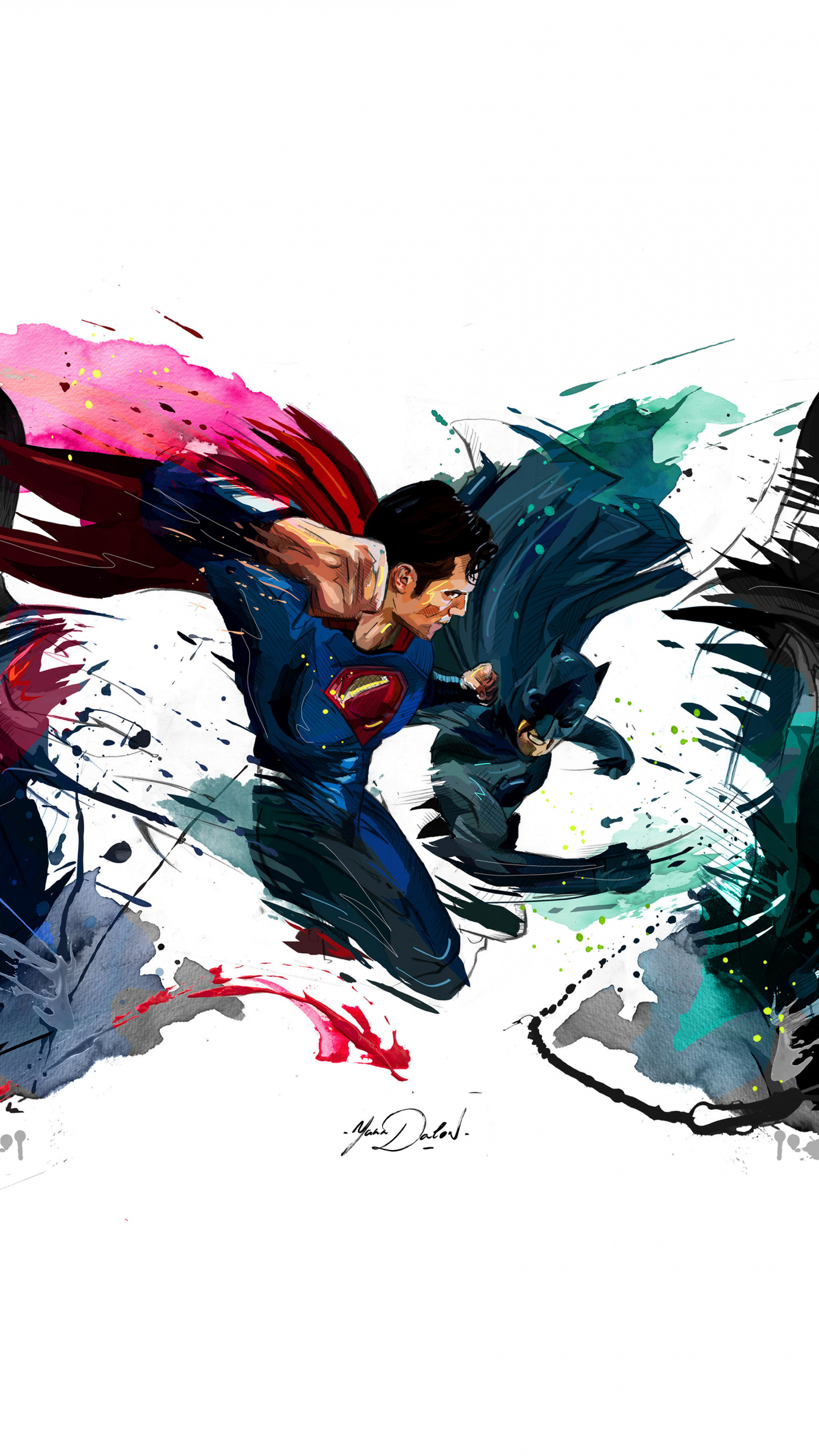 Batman vs superman, 4k, sketch artwork, 1440x2560 wallpaper