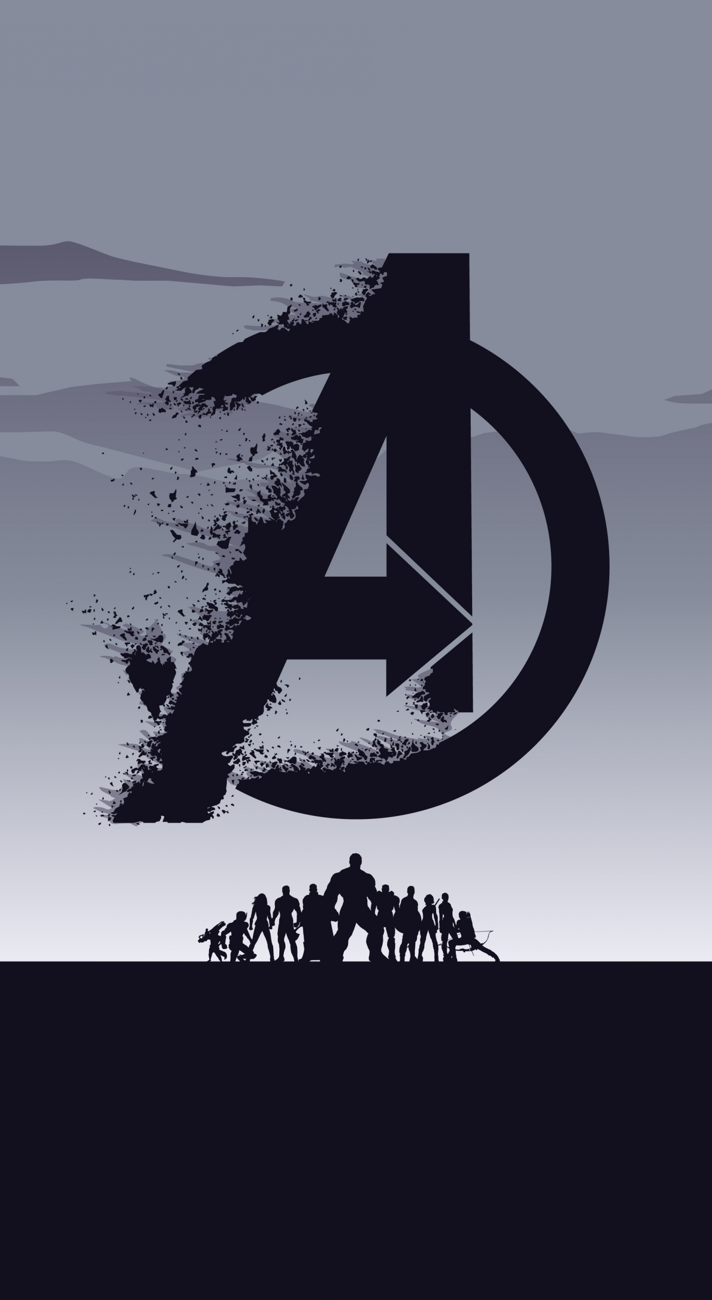 2019 movie, Avengers: Endgame, minimal, silhouette, art, 1440x2630 wallpaper