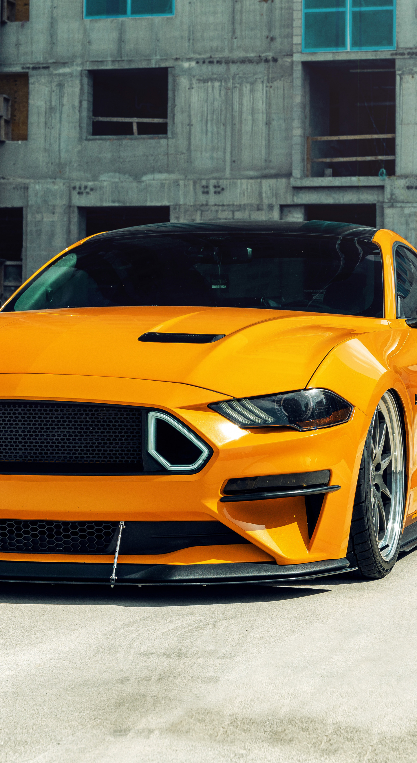 Yellow Ford Mustang GT, 2020, 1440x2630 wallpaper