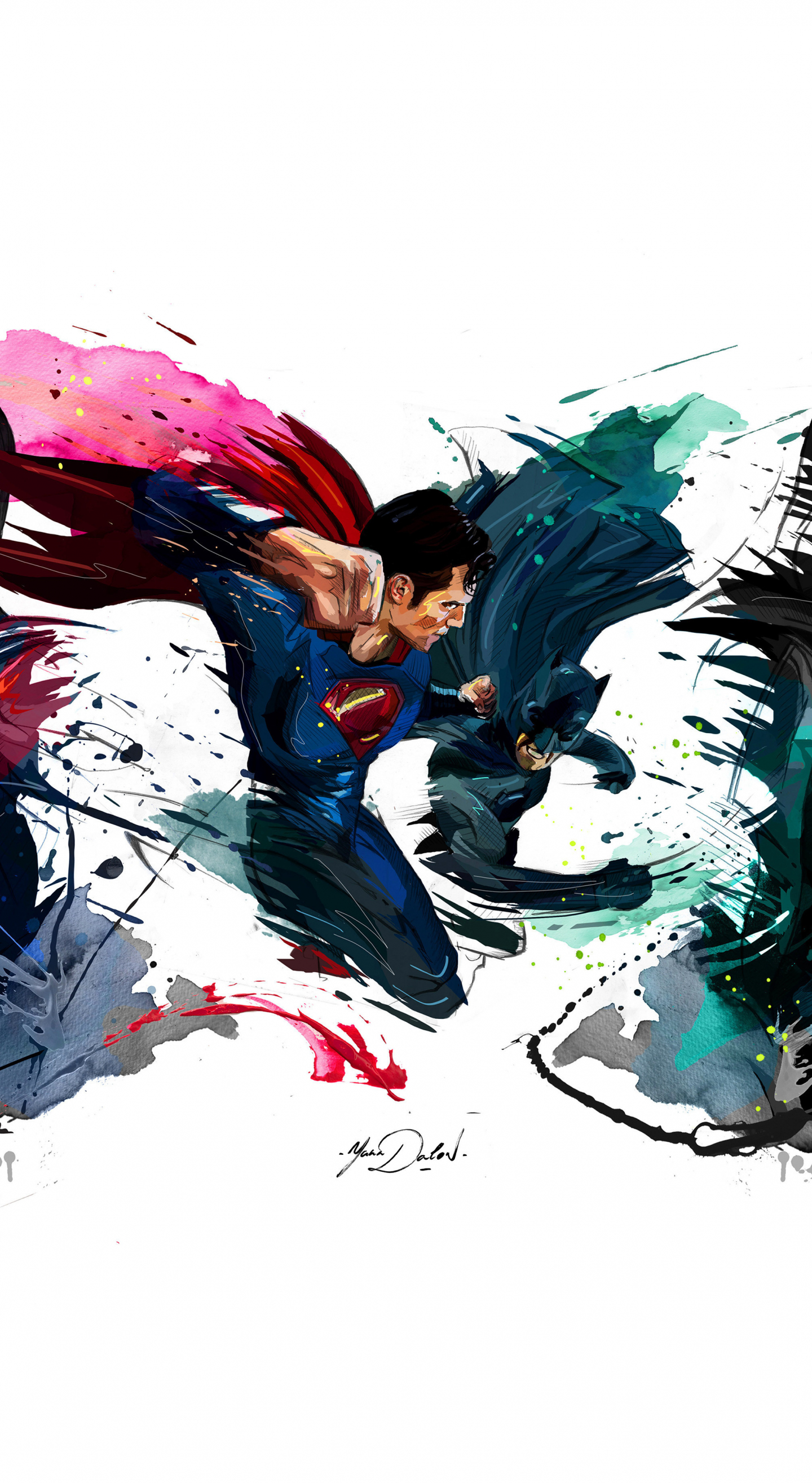 Batman vs superman, 4k, sketch artwork, 1440x2630 wallpaper