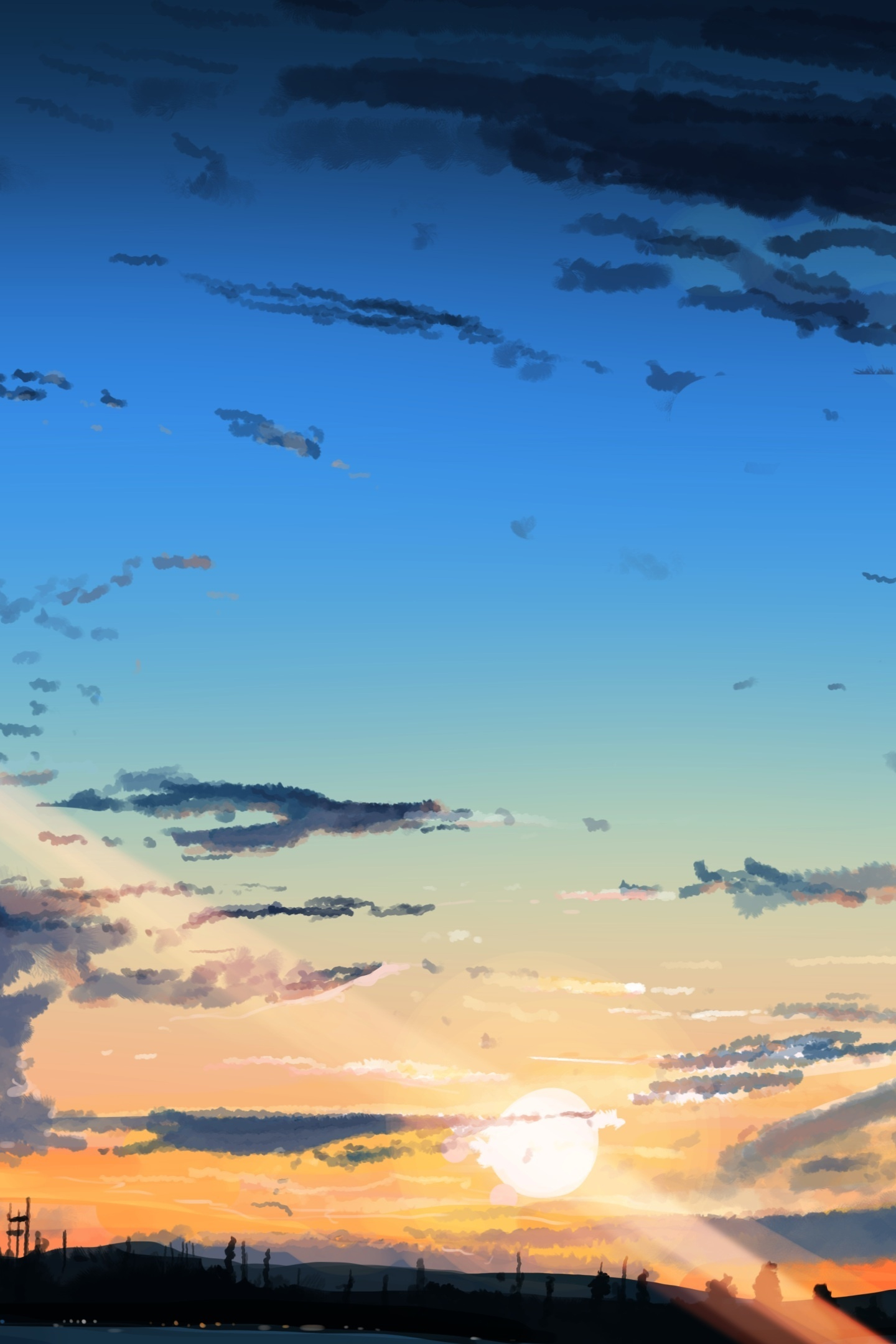 Anime sky, pink clouds landscape. Cute romantic... - Stock Illustration  [101390343] - PIXTA