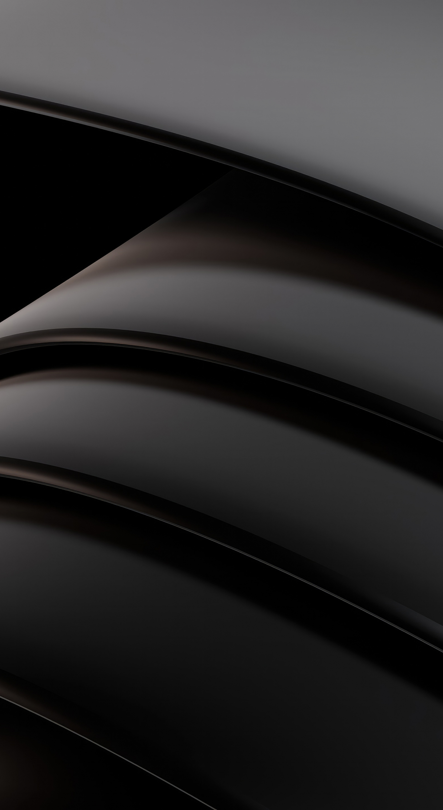 Download wallpaper 1440x2630 dark black curvy shapes, abstract, shining ...