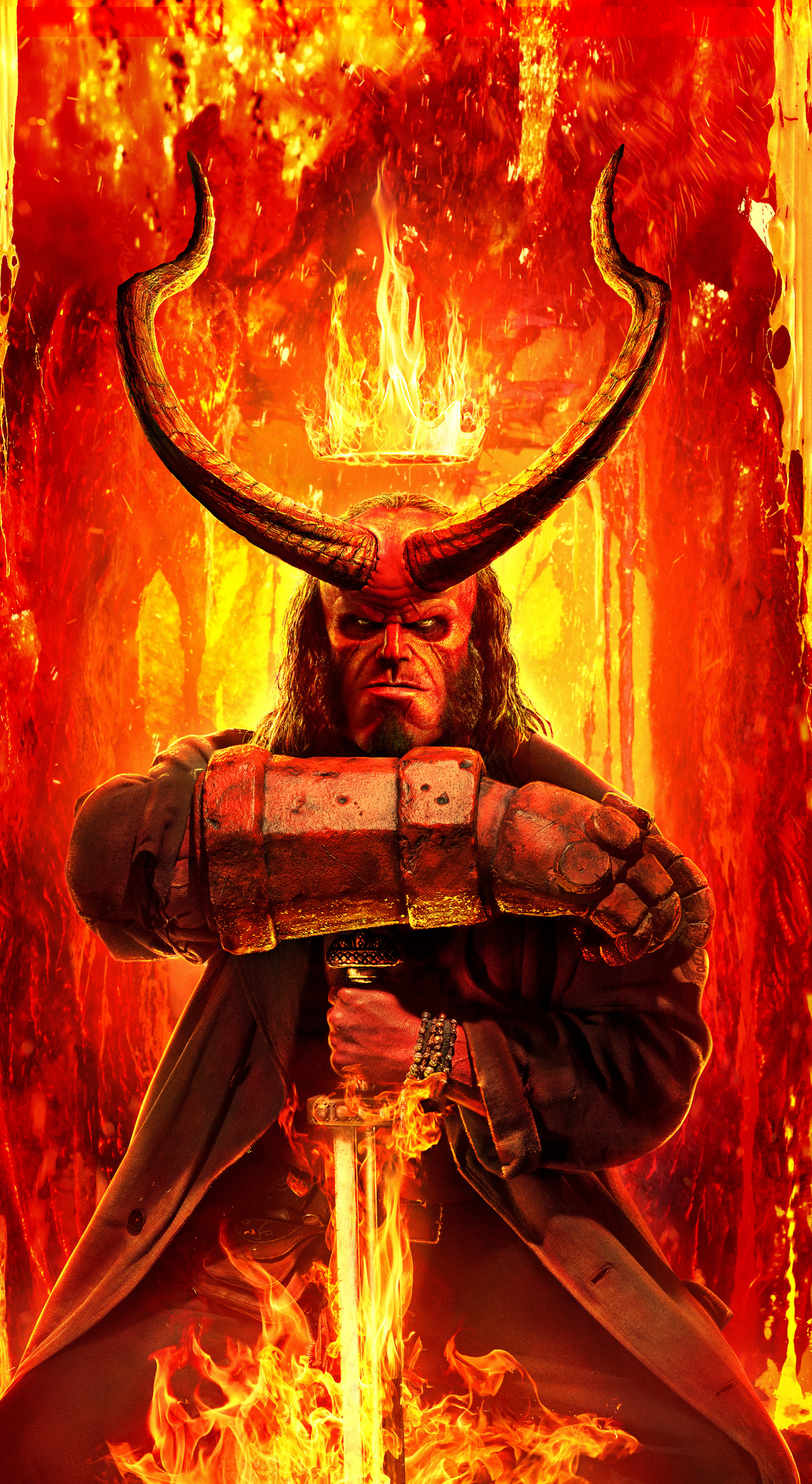 Red, Hellboy, David Harbour, 2019 movie, 1440x2630 wallpaper