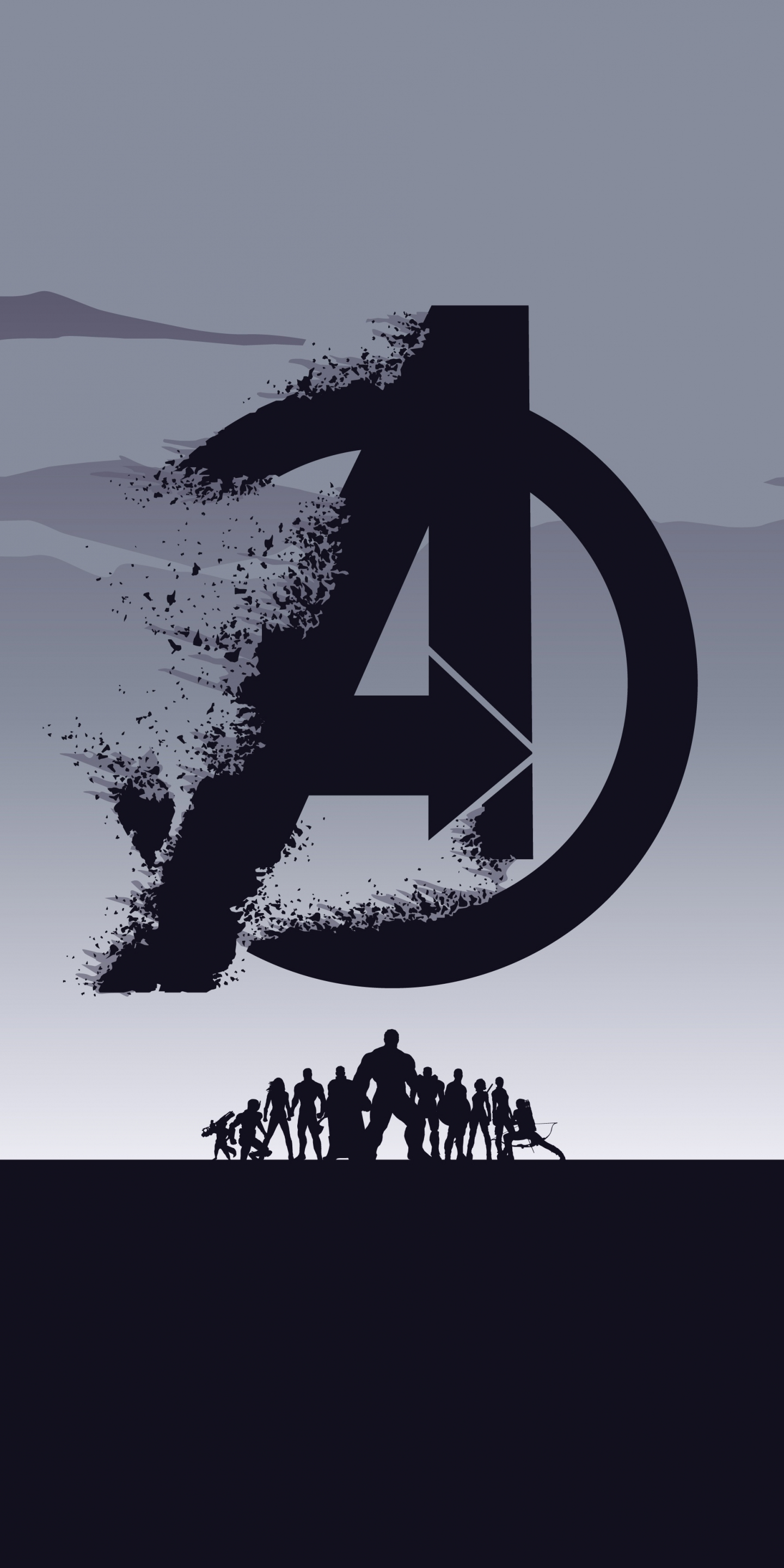 2019 movie, Avengers: Endgame, minimal, silhouette, art, 1440x2880 wallpaper
