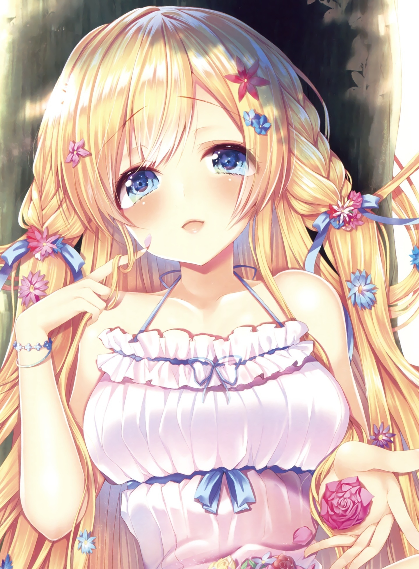 Download 1440x2880 Wallpaper Blonde Anime Girl Beautiful Blue