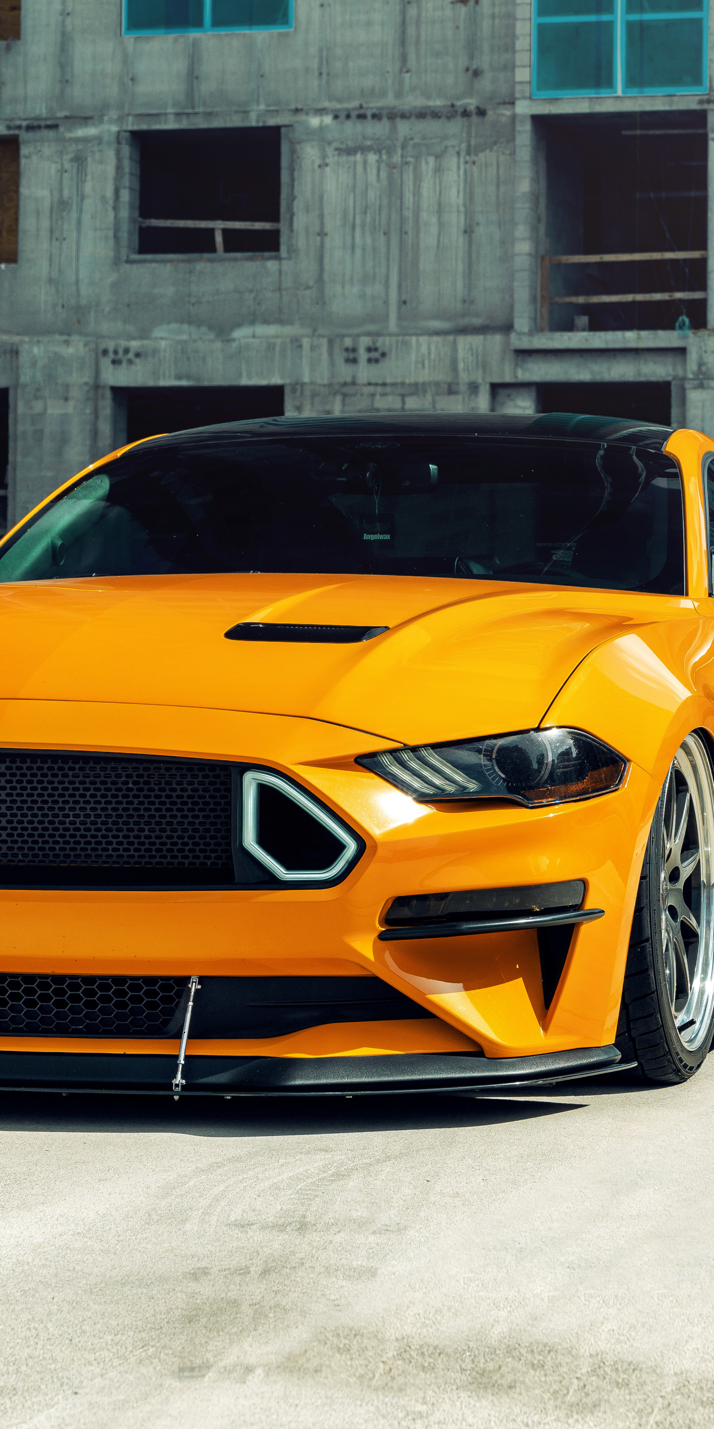 Yellow Ford Mustang GT, 2020, 1440x2880 wallpaper