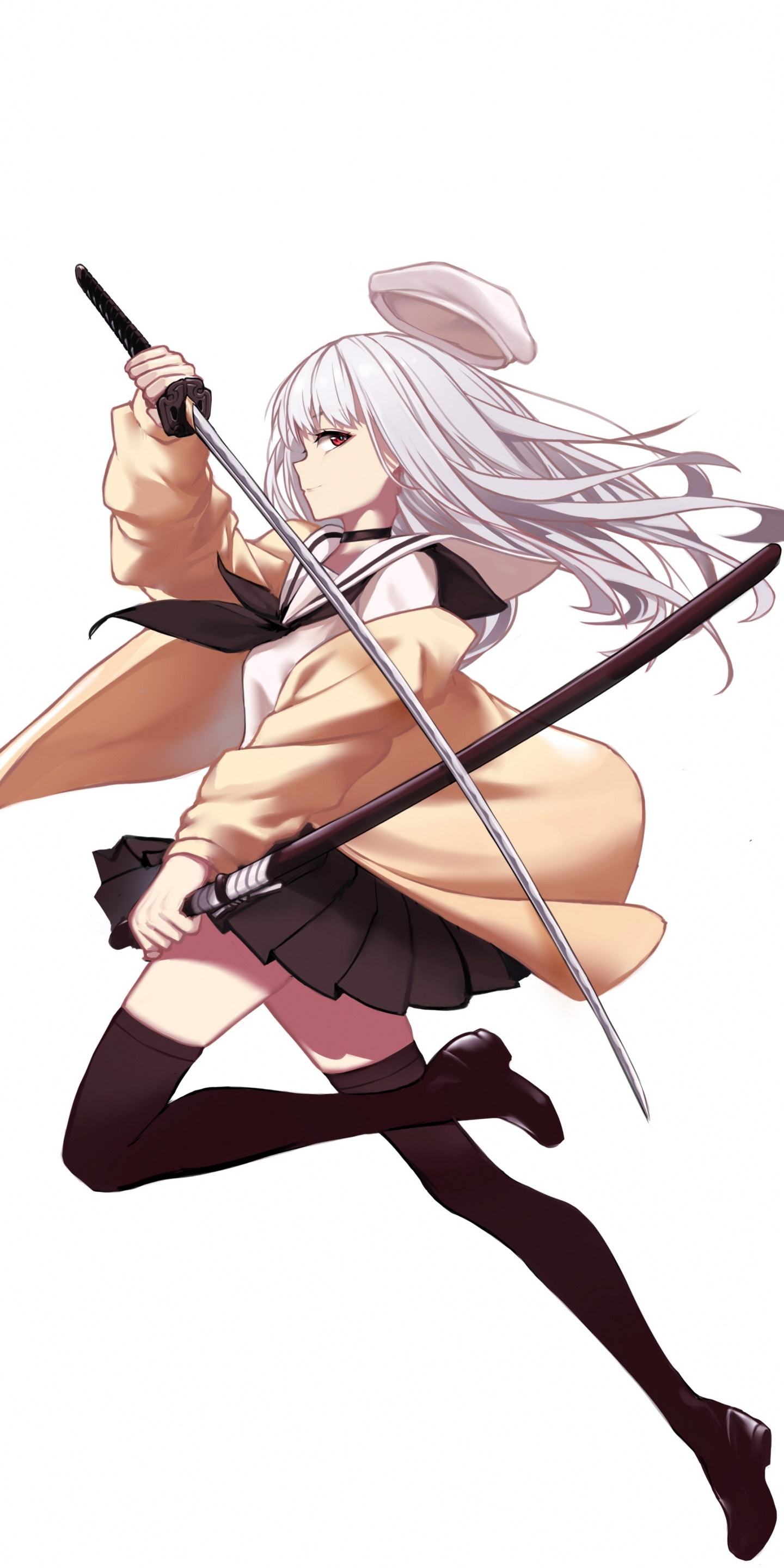 Download Wallpaper 1440x2880 Anime Girl And Her Katana Warrior Original Lg V30 Lg G6 0906