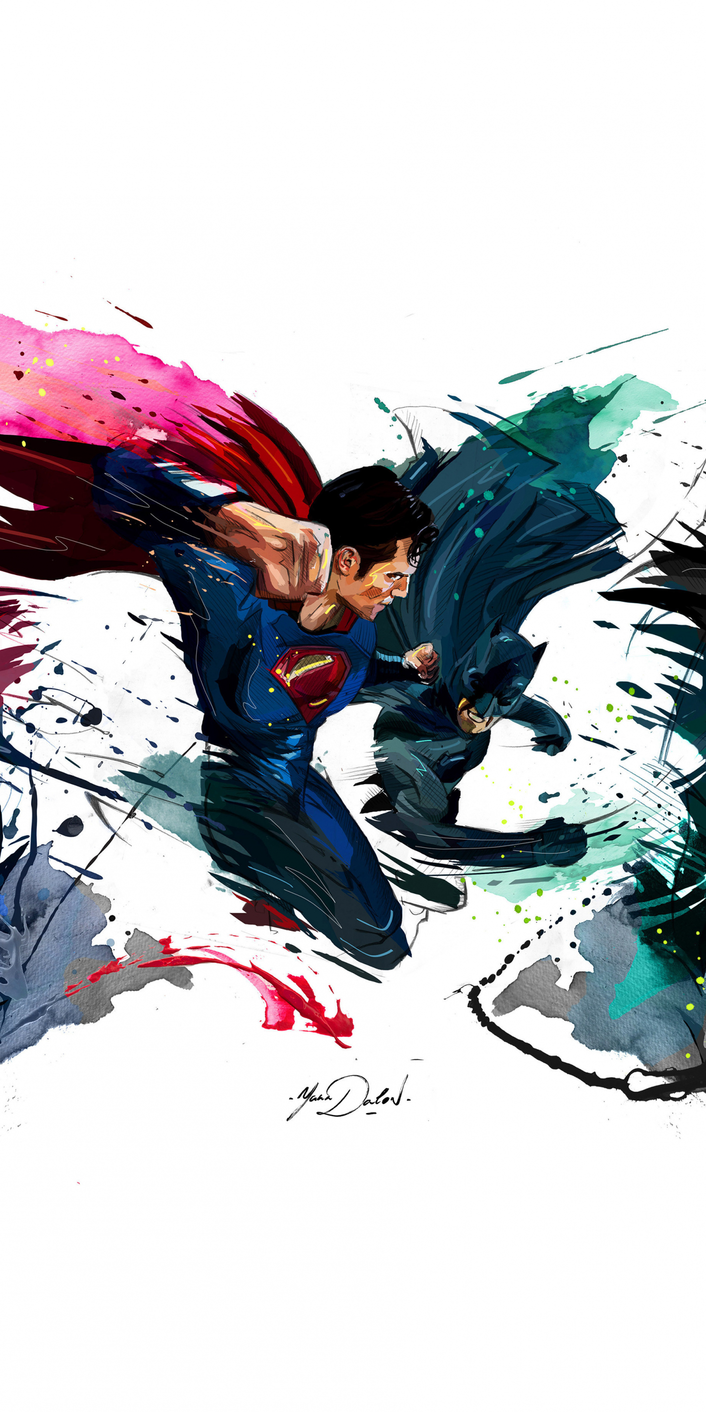 Batman vs superman, 4k, sketch artwork, 1440x2880 wallpaper