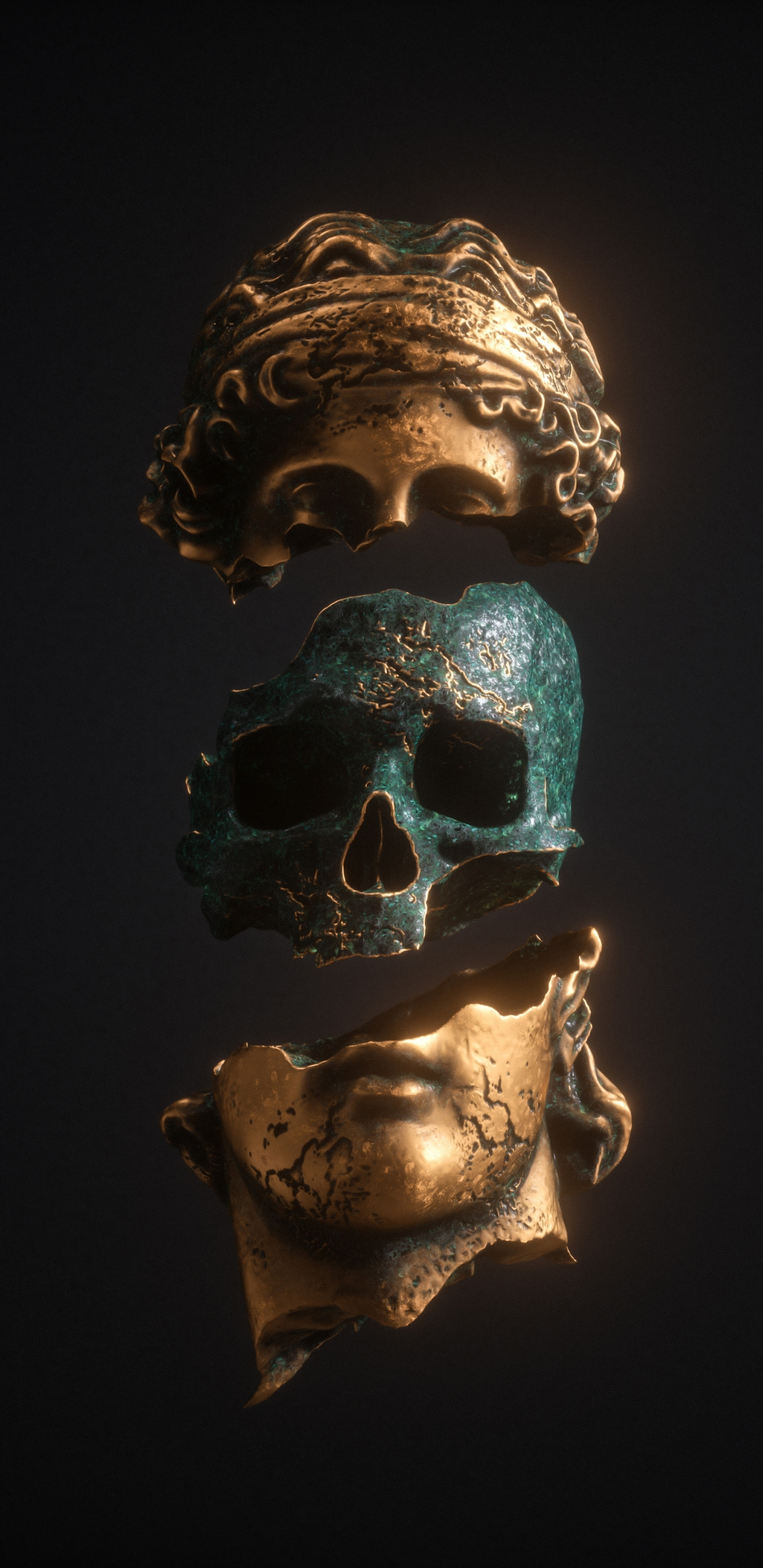 Download skull inside statue, art 1440x2960 wallpaper, samsung galaxy