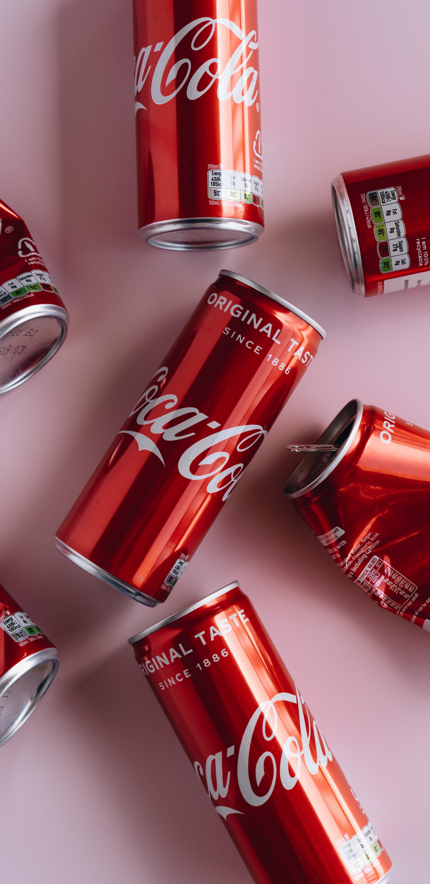 Soft-drink, coca cola, drink can, 1440x2960 wallpaper