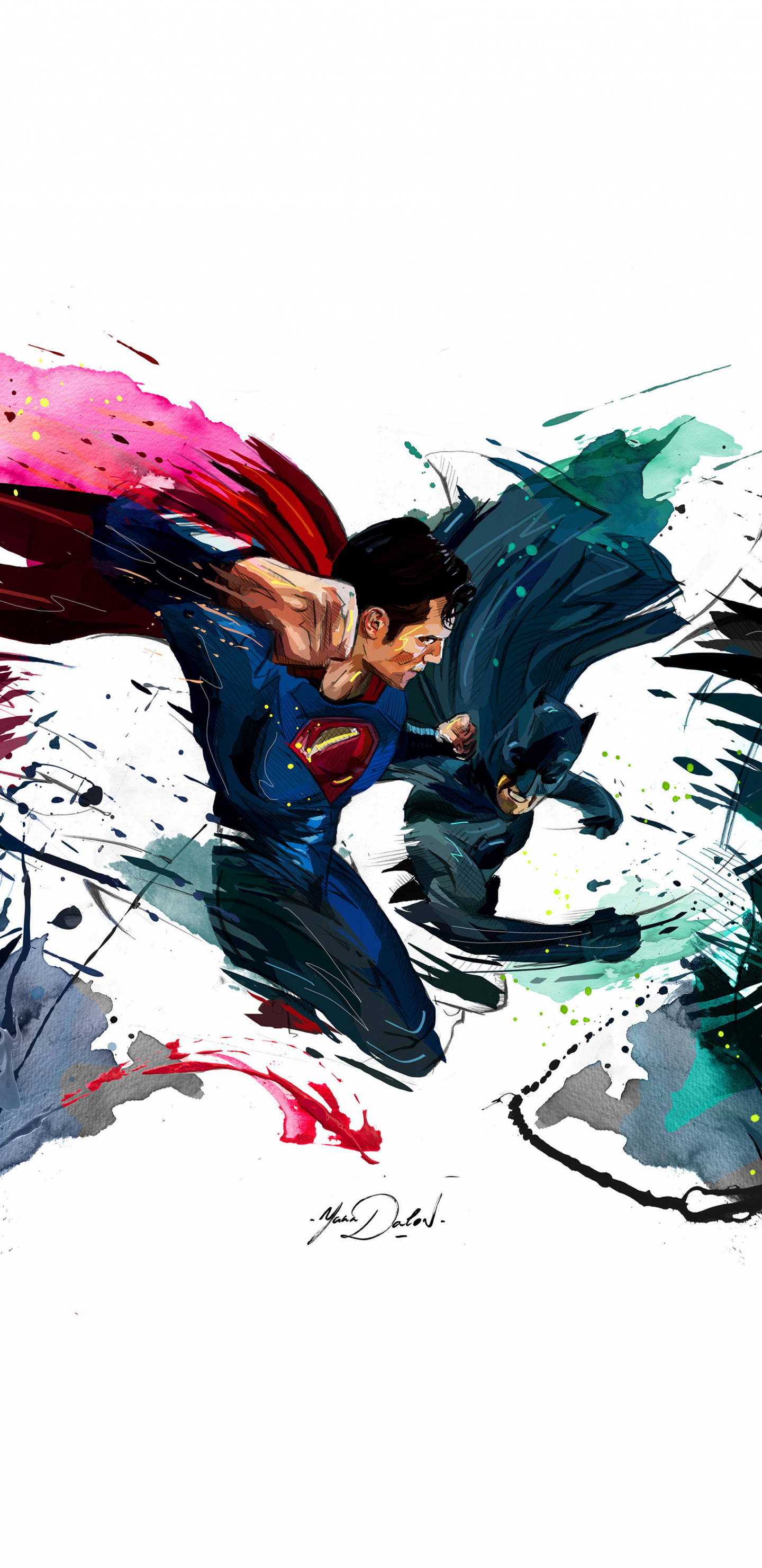 Batman vs superman, 4k, sketch artwork, 1440x2960 wallpaper