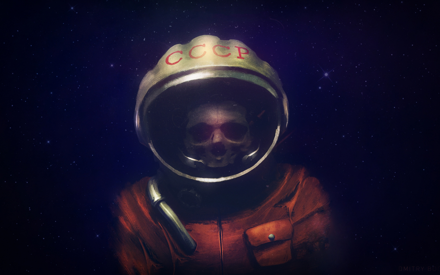 Download skull, astronaut suit, art 1440x900 wallpaper, widescreen 16: