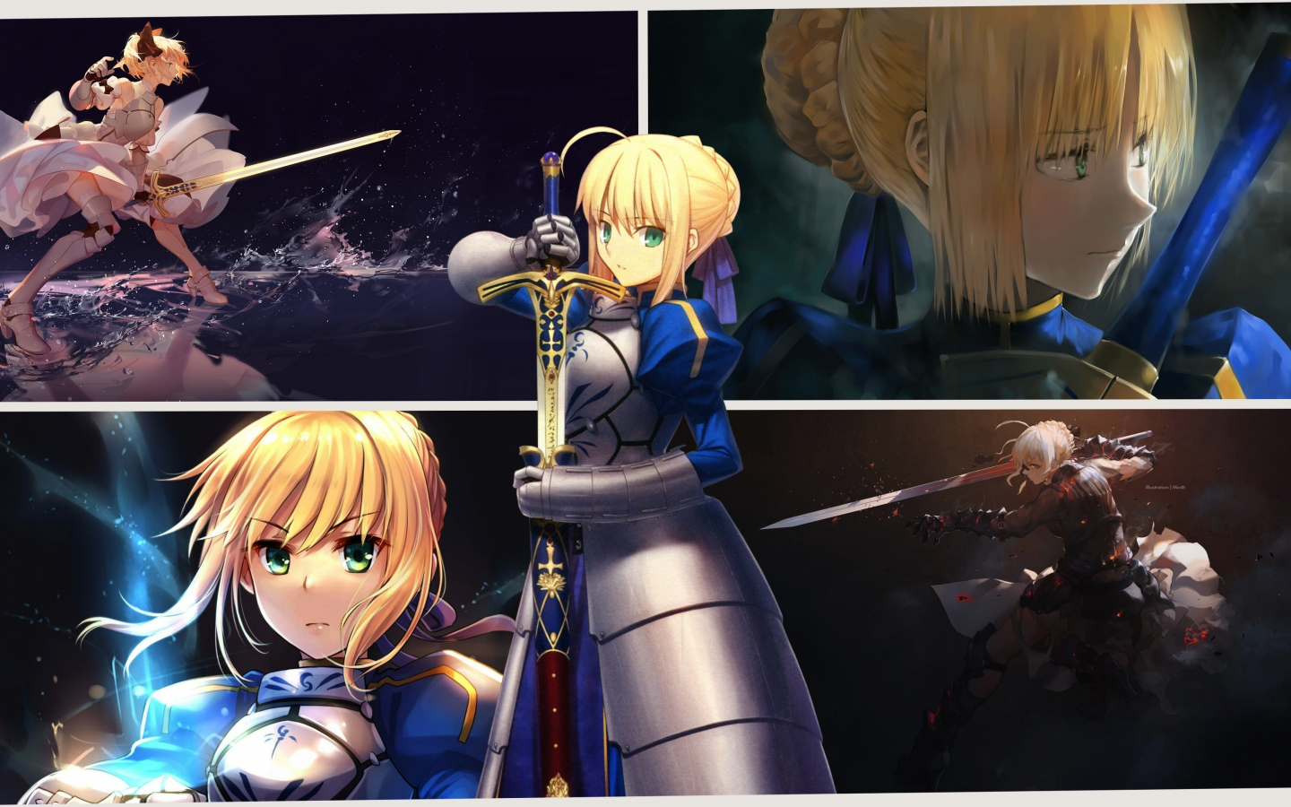 Download Wallpaper 1440x900 Collage Saber Alter Angry Anime Girl Fatestay Night 1440x900 0787