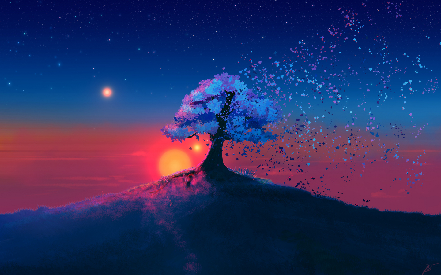 Download 1440x900 Wallpaper Dark Tree Sunset Landscape Art Widescreen 16 10 Widescreen 1440x900 Hd Image Background