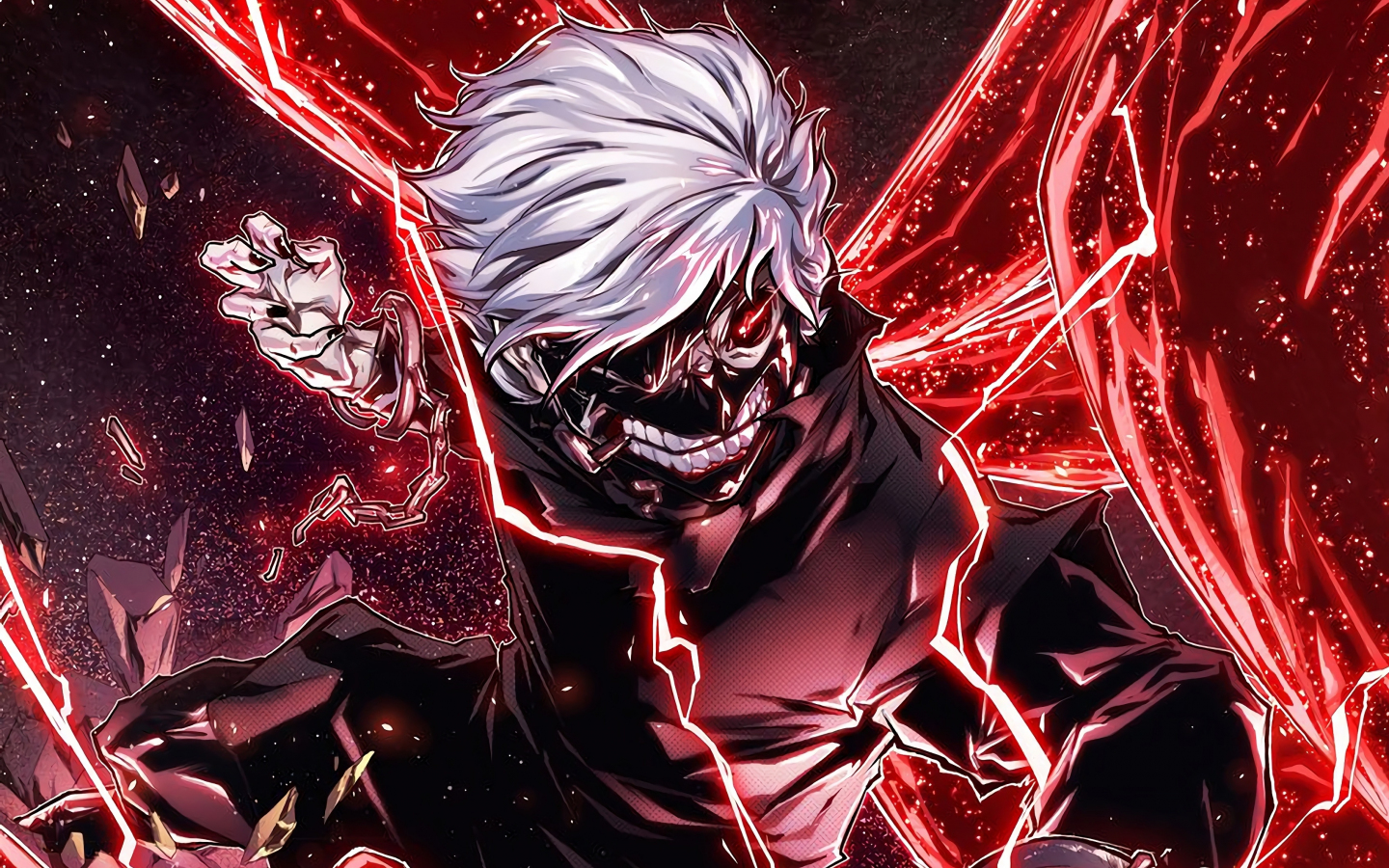 Download wallpaper 1440x900 ken kaneki, angry, anime boy, 1440x900  widescreen 16:10 hd background, 9992