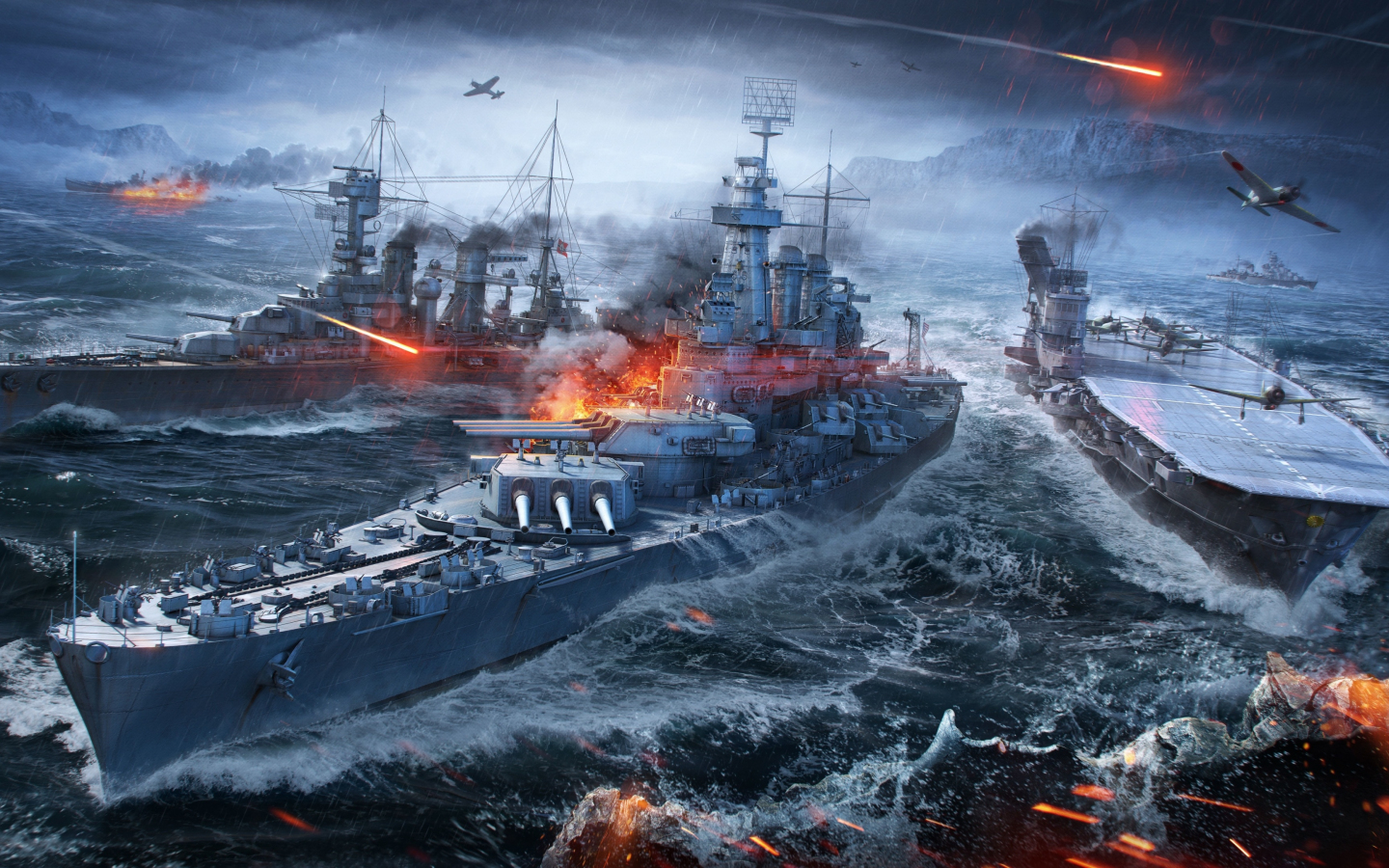 Video game, warships, ships, World of Warships, 1440x900 wallpaper