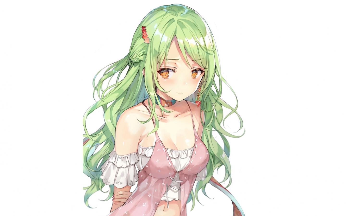 HD Green Long Anime Girl Hair PNG