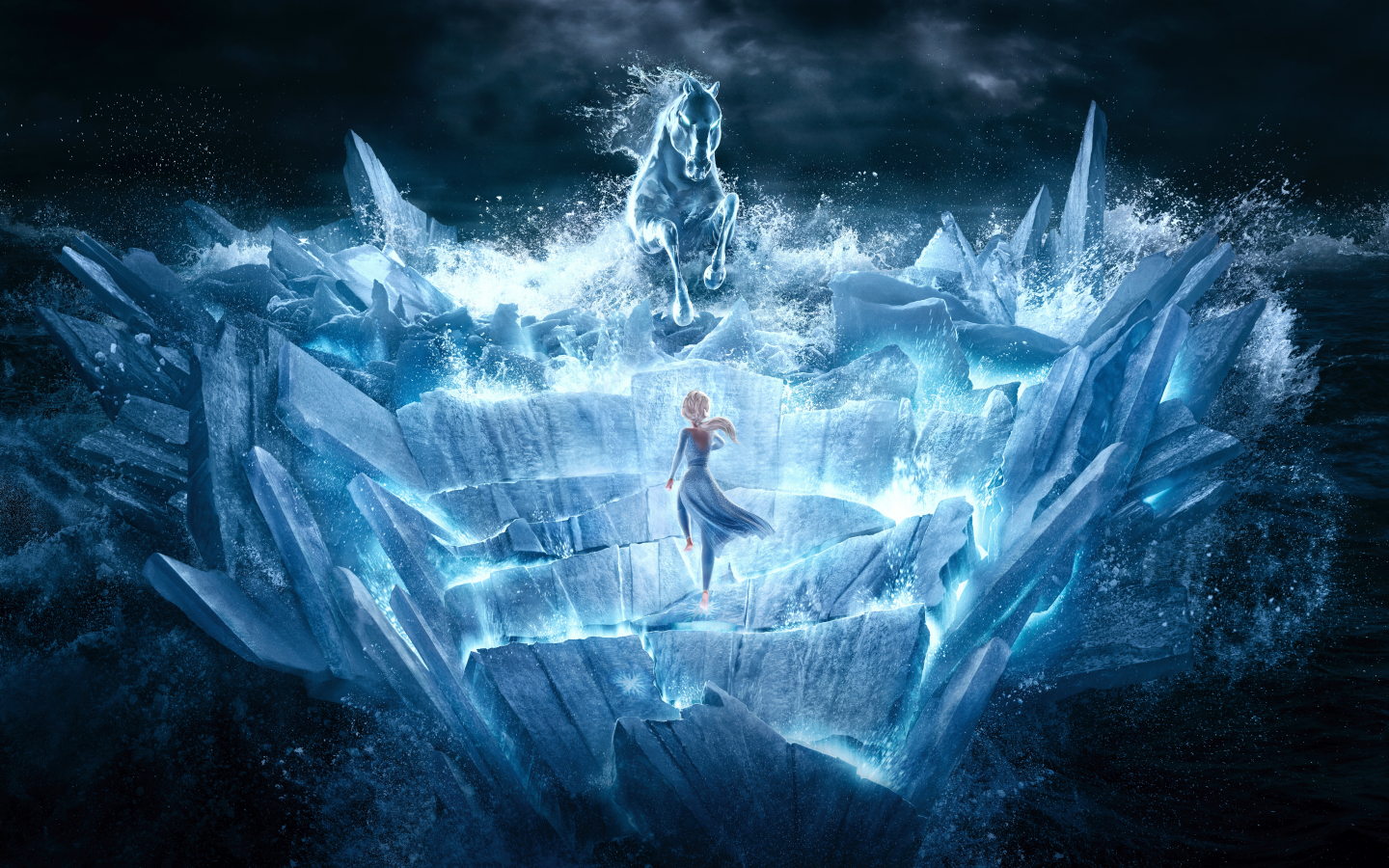 Frozen movie, snow horse, sea ride, 1440x900 wallpaper
