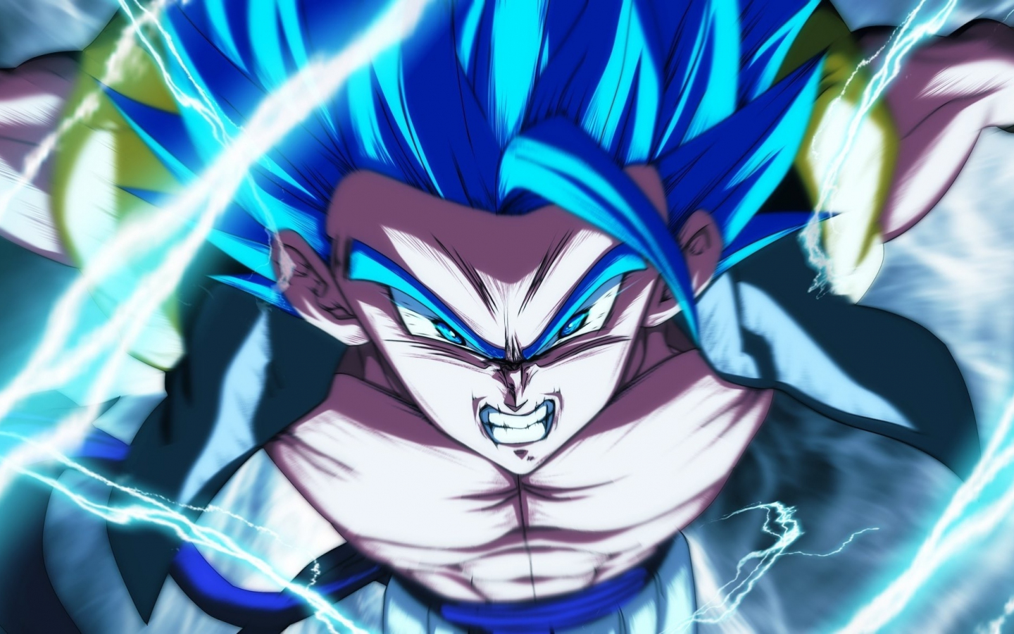 Download wallpaper 1440x900 dragon ball, blue power, gogeta, art, 1440x900  widescreen 16:10 hd background, 19593