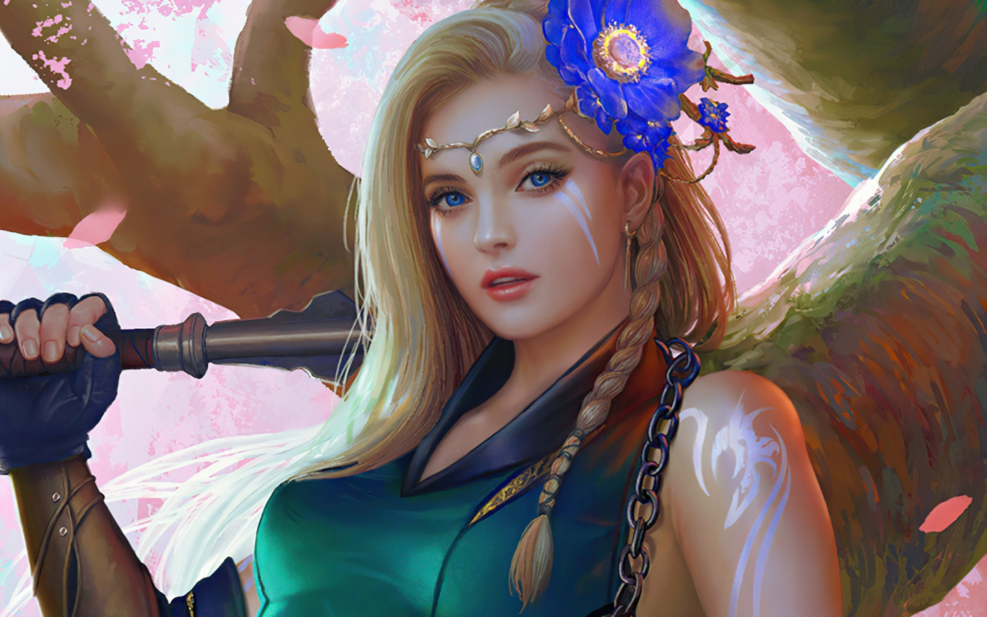 Fantasy girl, warrior, beauty with sword, 1440x900 wallpaper