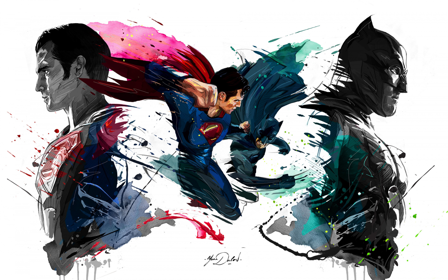 Batman vs superman, 4k, sketch artwork, 1440x900 wallpaper