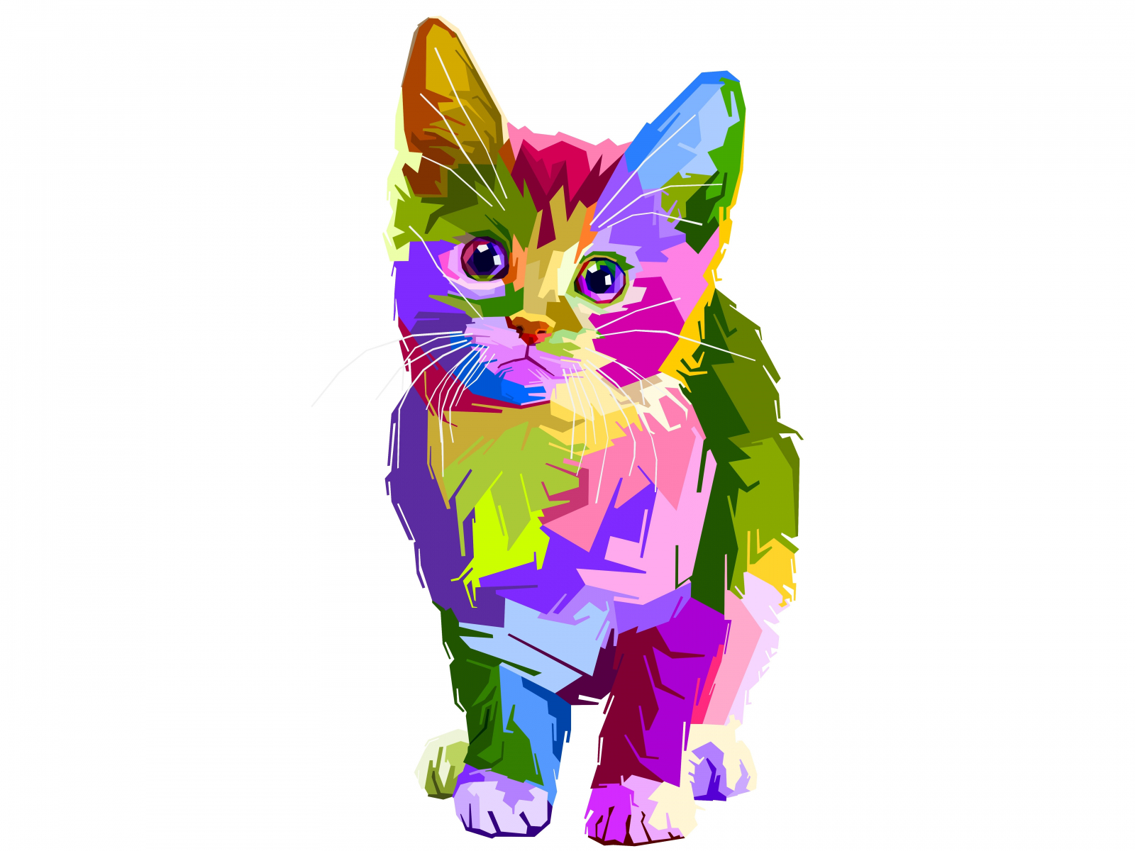 Colorful, kitten, art, cat, 1600x1200 wallpaper
