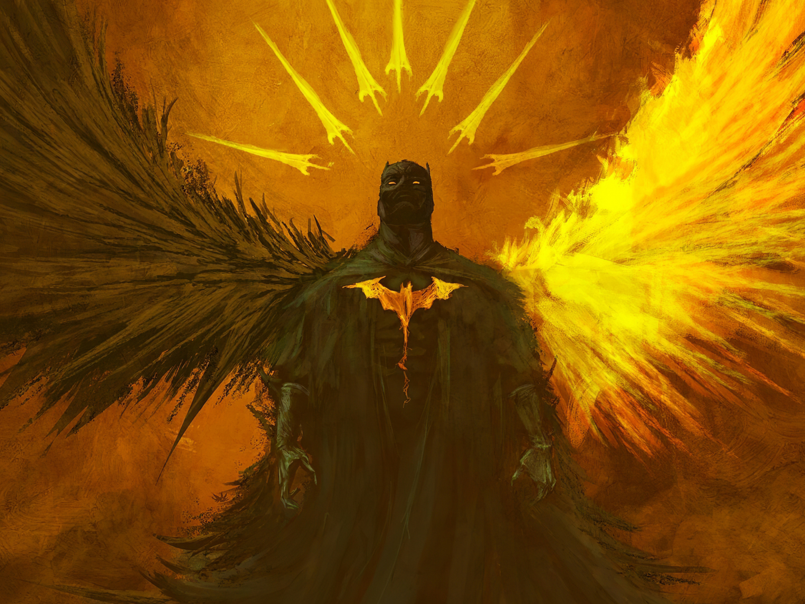 Batman, angel, wings of darkness and good, art, 1600x1200 wallpaper