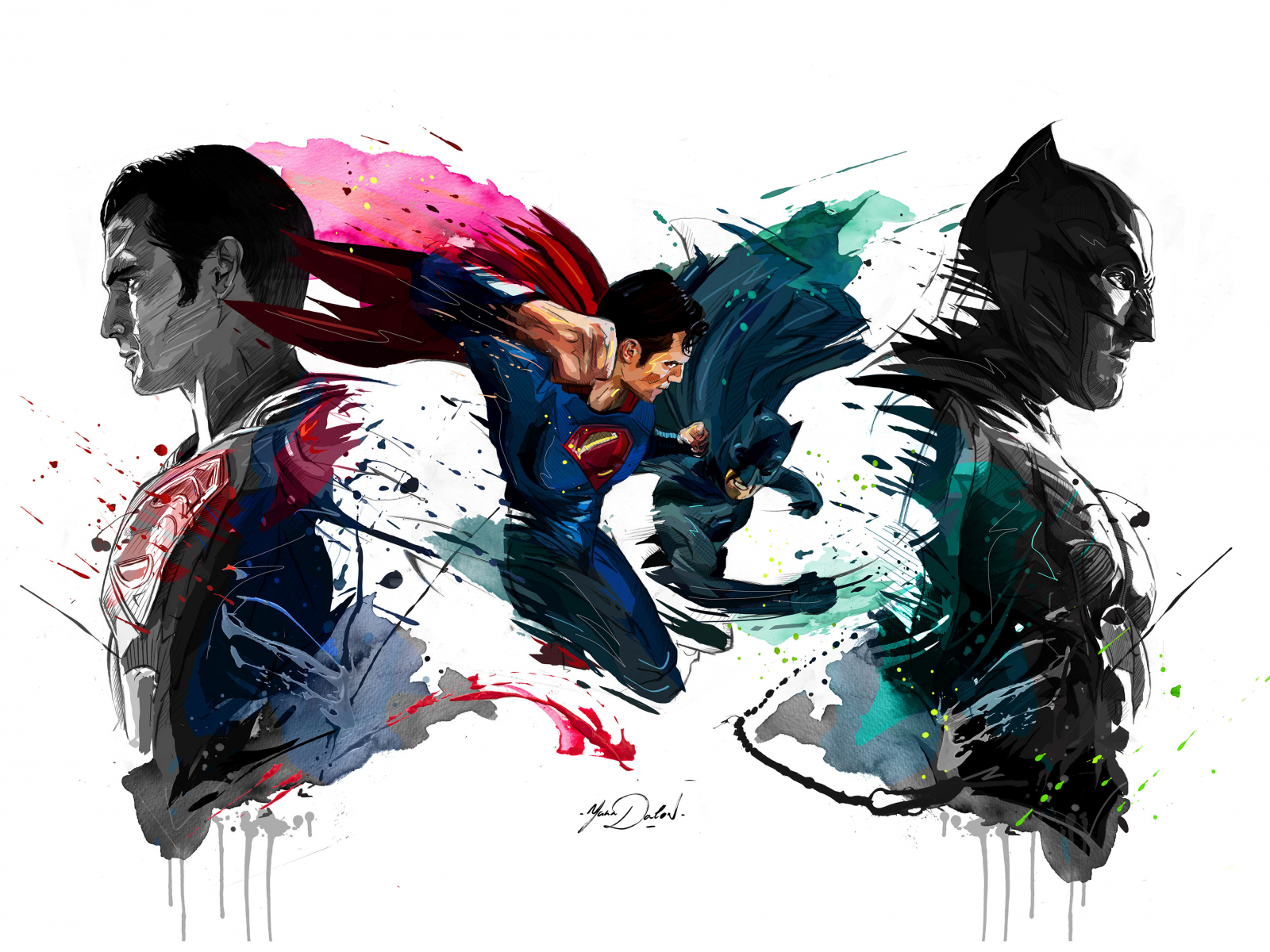 Batman vs superman, 4k, sketch artwork, 1600x1200 wallpaper