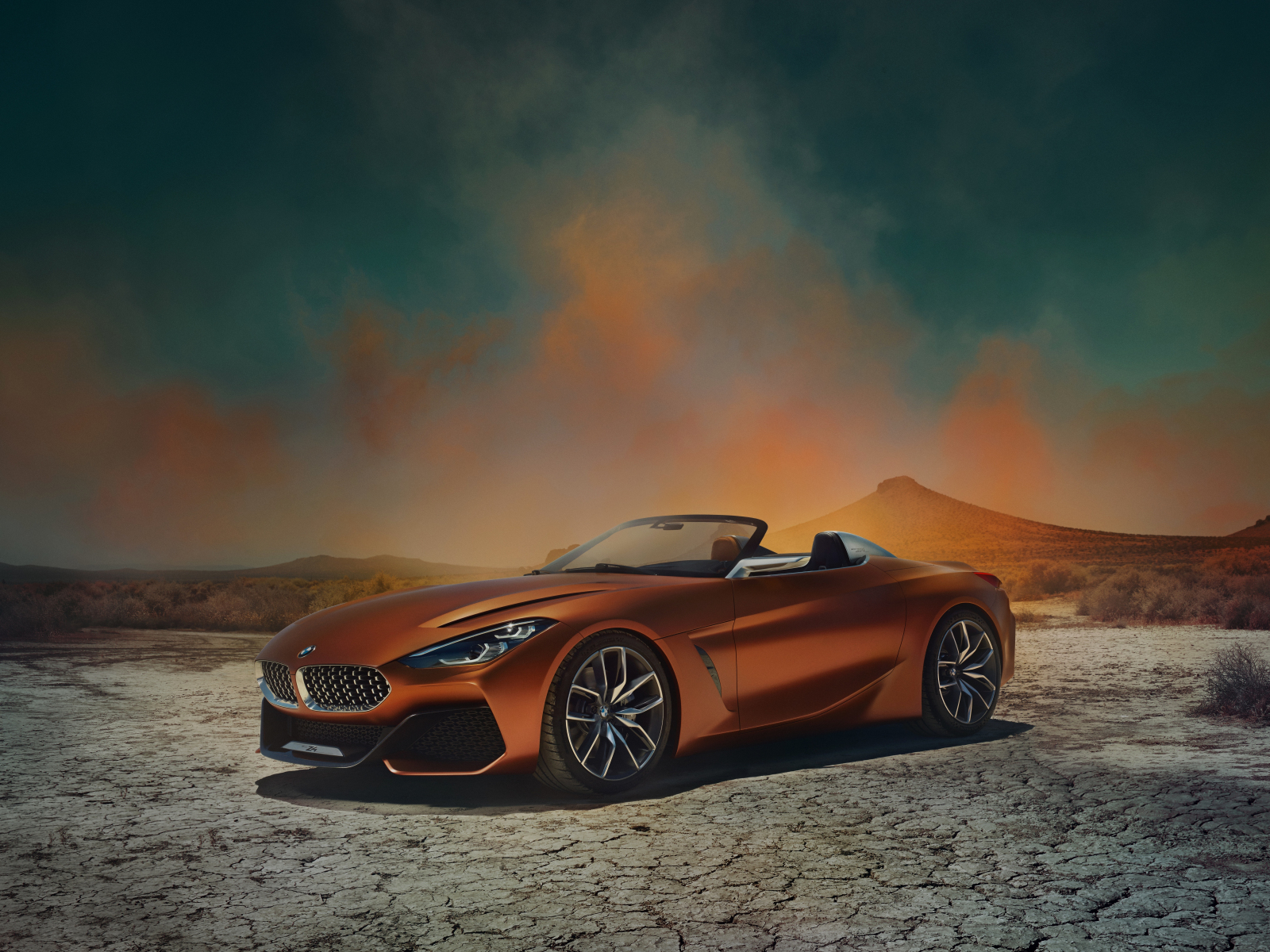 Download wallpaper 1600x1200 orange, sports car, bmw z4, standard 4:3 ...