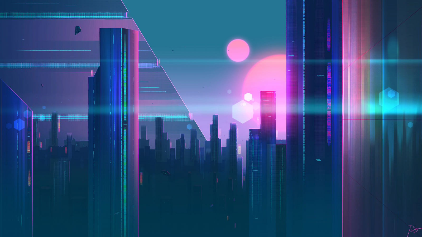 Cyberpunk, city, cityscape, art, 1600x900 wallpaper