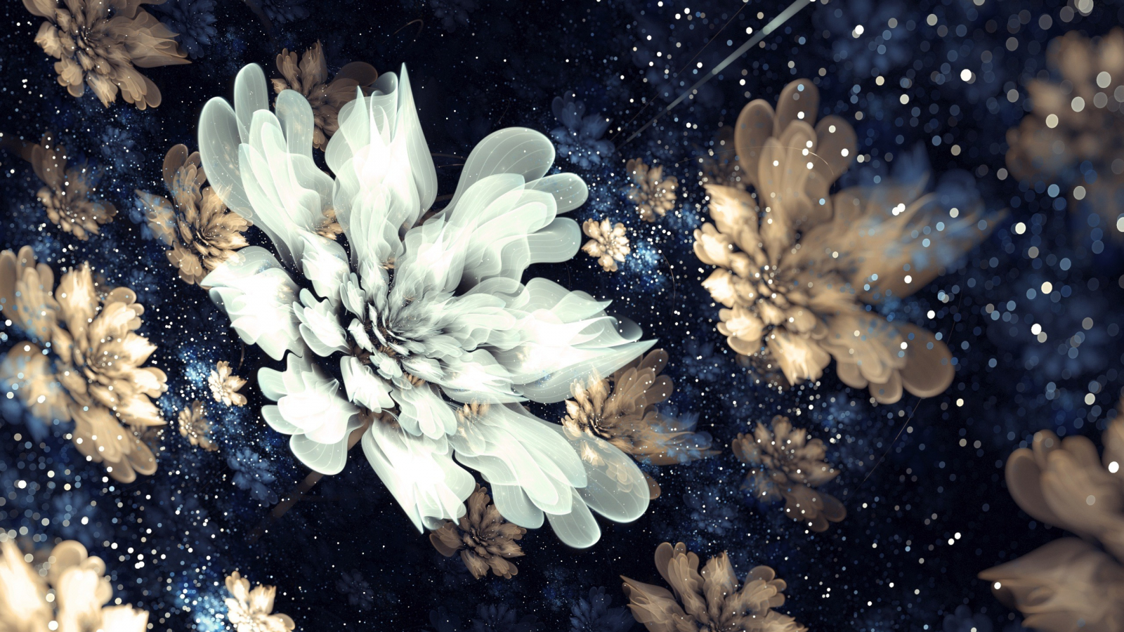 Download wallpaper 1600x900 floral, pattern, fractal, abstract, flowers,  16:9 widescreen 1600x900 hd background, 2838