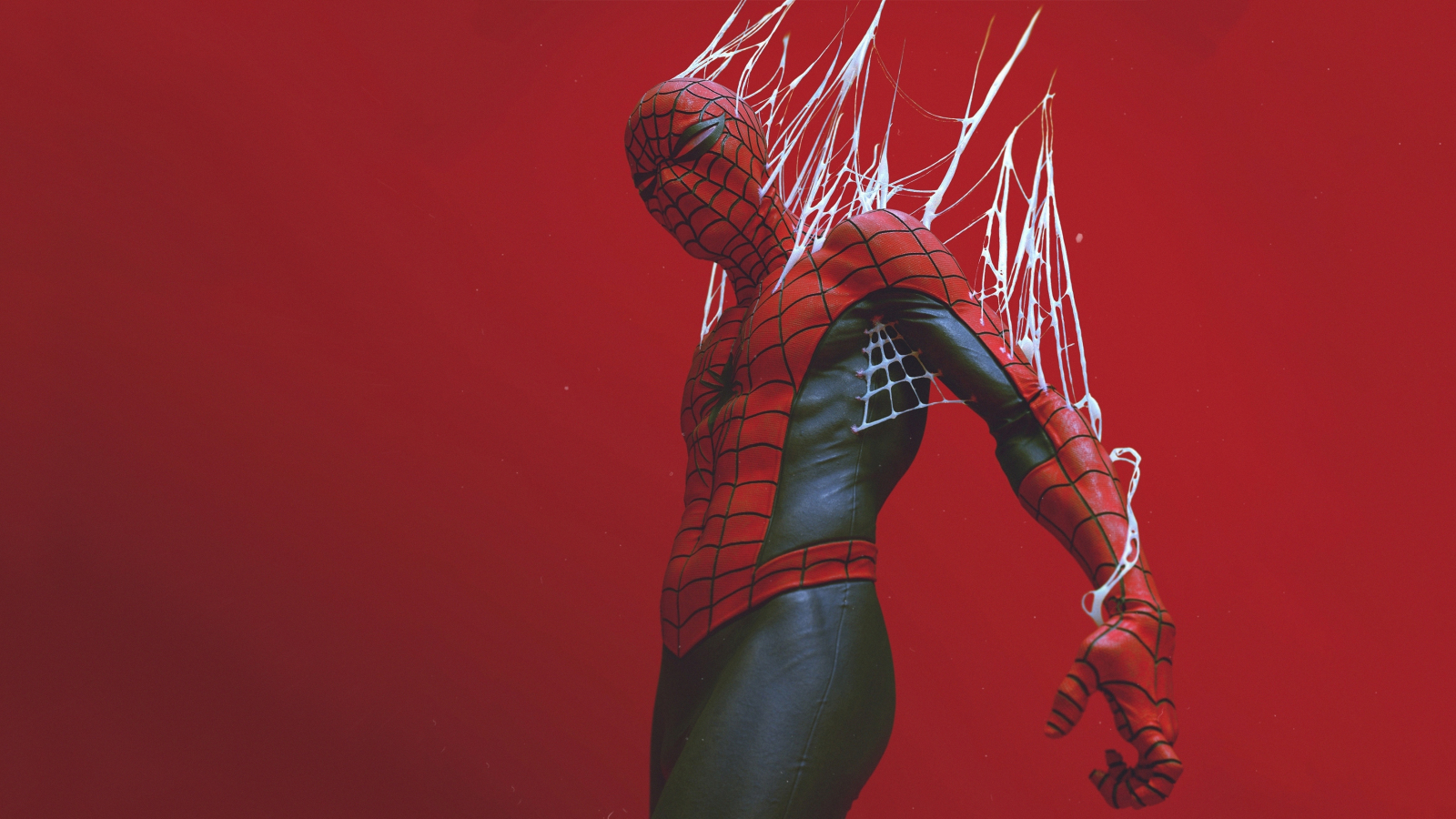 Download wallpaper 1600x900 spider-man in the web, digital art, 16:9 ...