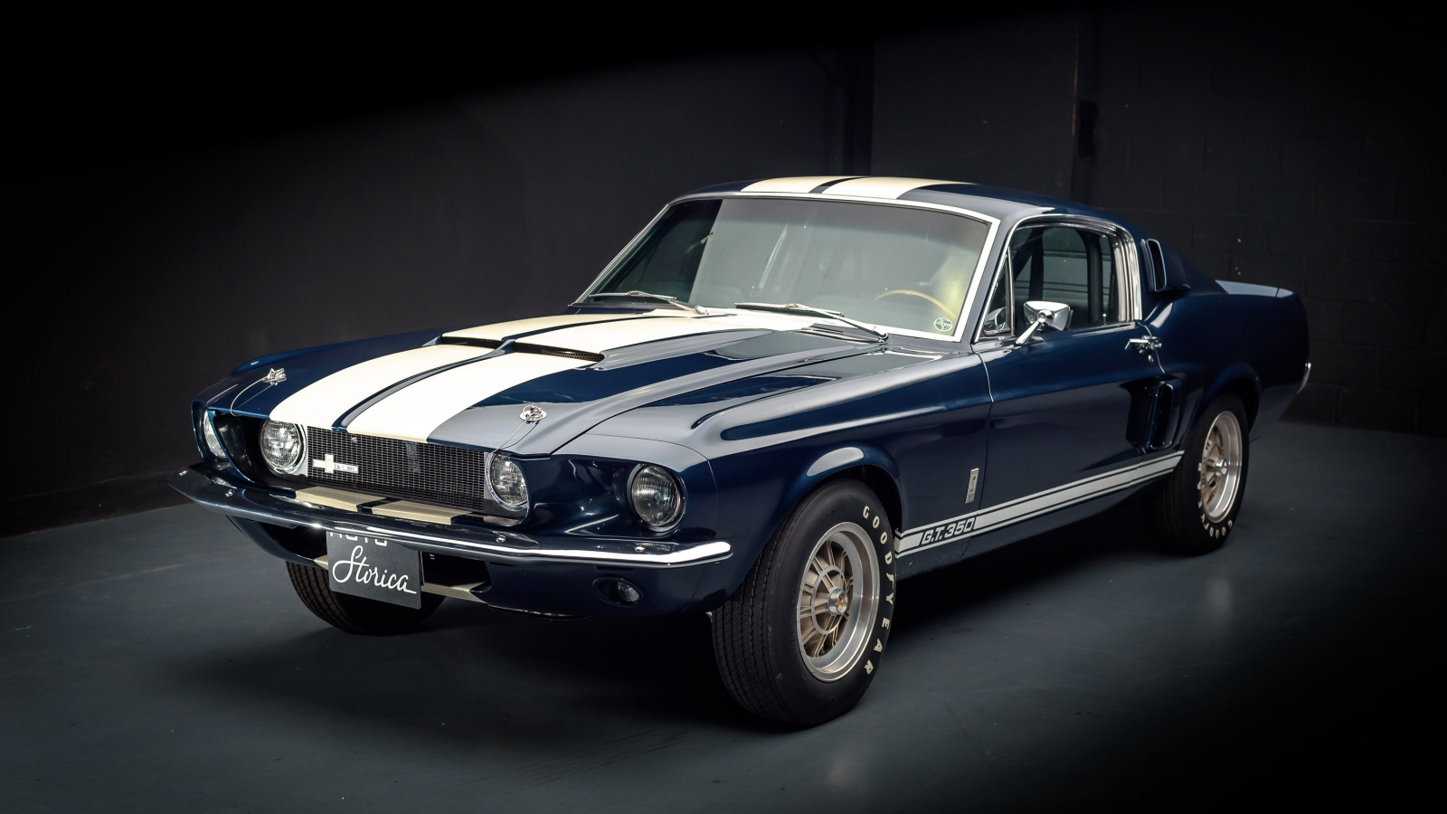 Download wallpaper 1600x900 navy blue, ford mustang shelby gt500, 16:9 ...