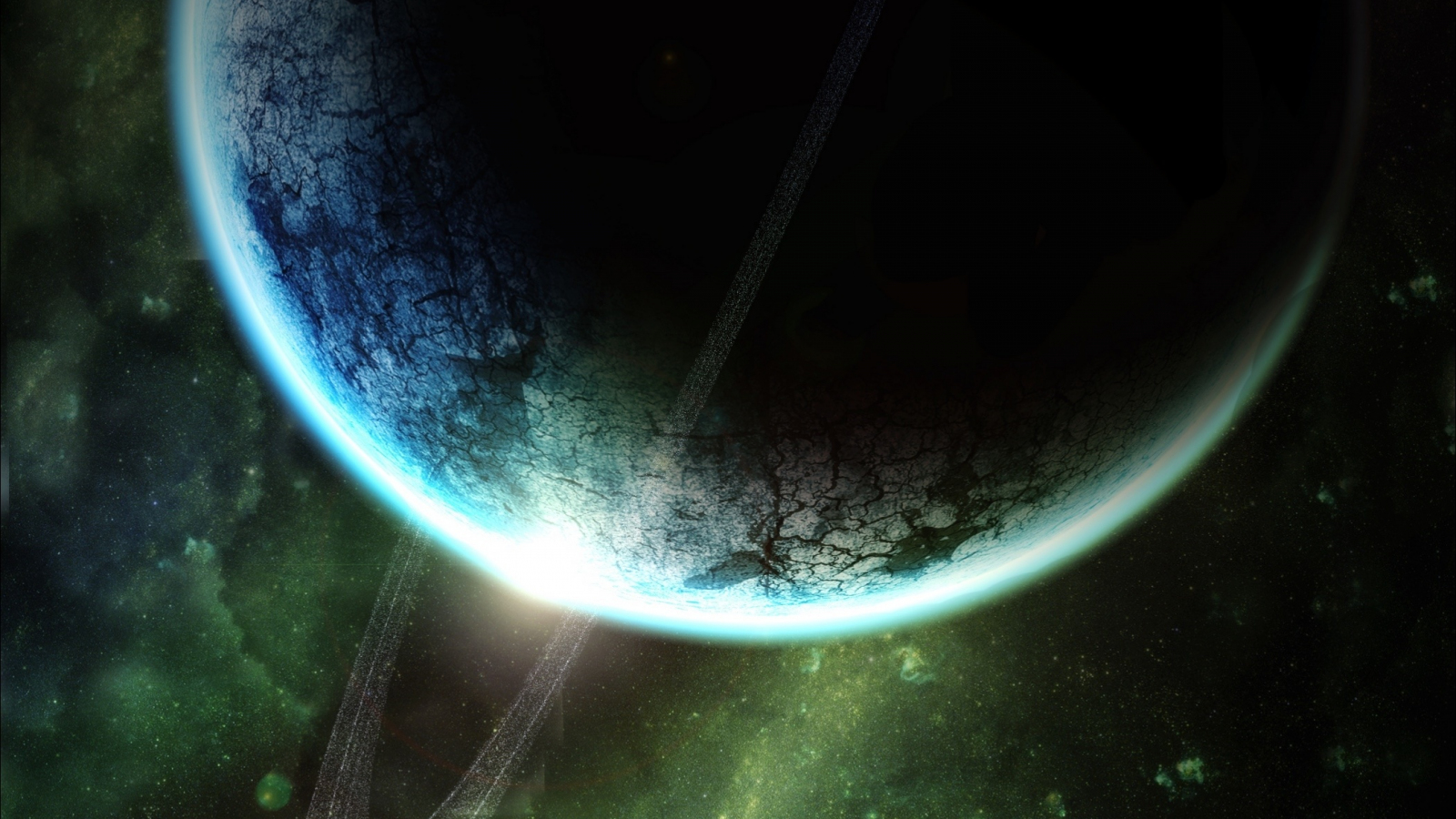 Download wallpaper 1600x900 planet, space, saturn, fantasy, art, 16:9 ...