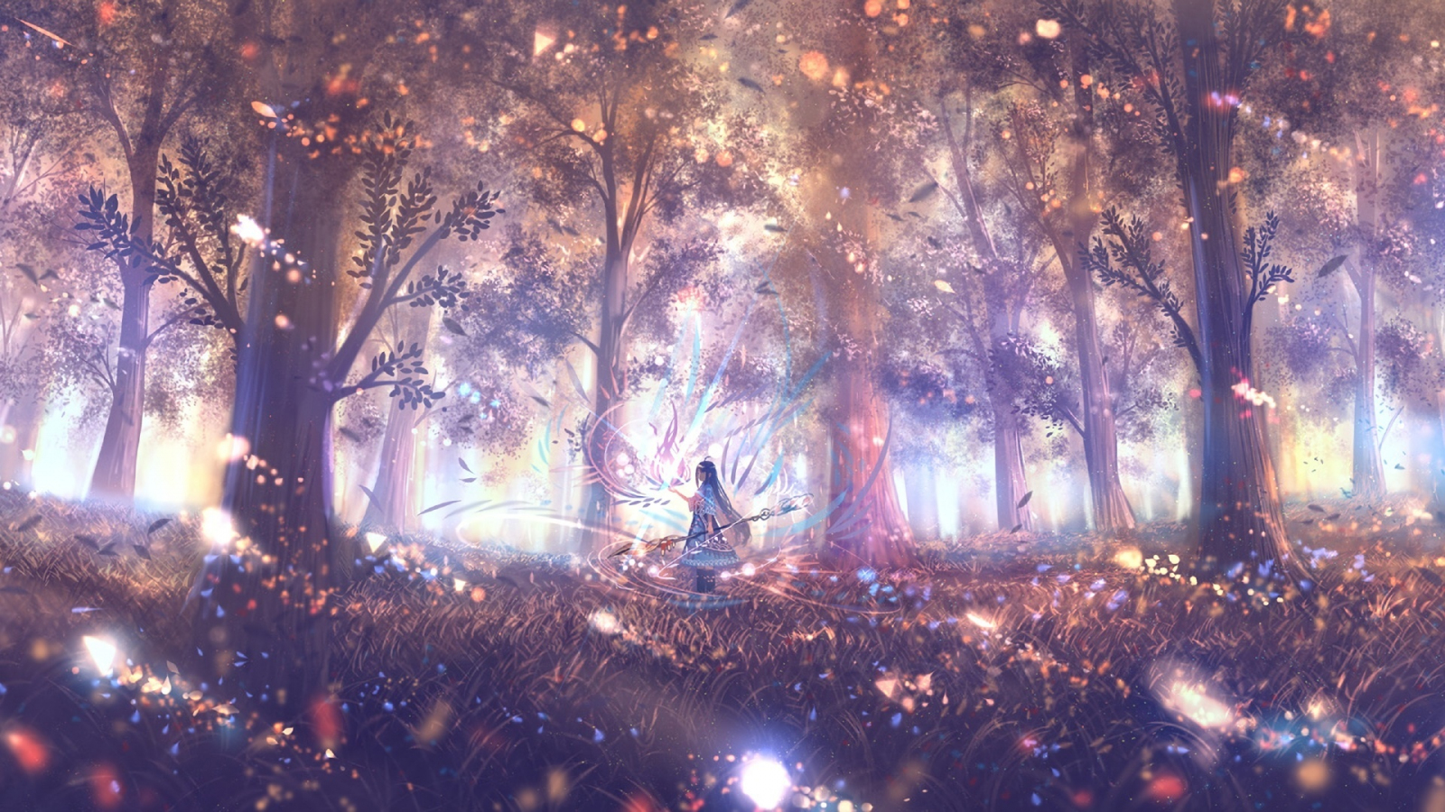Wallpaper ylpylf, original Anime female forest Trees frock 1600x1200