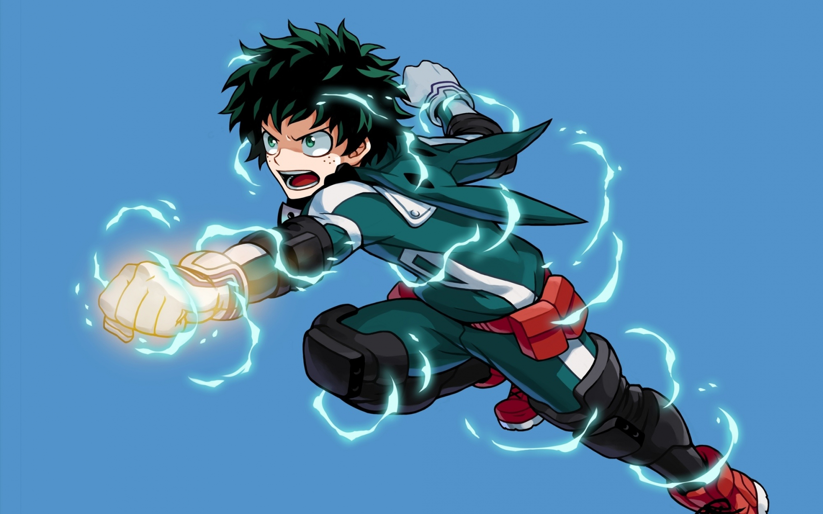 Download wallpaper 1680x1050 angry izuku midoriya, fist, art, 16:10 ...