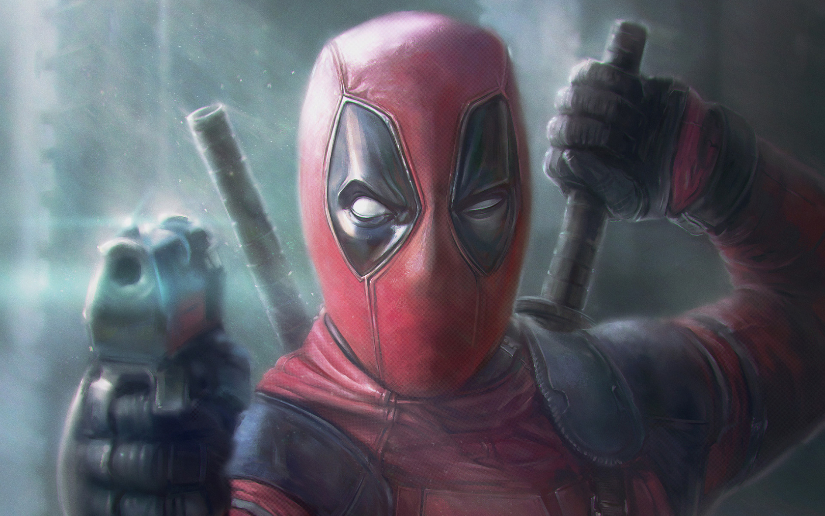 Download wallpaper 1680x1050 deadpool, pointing gun, artwork, 16:10 ...