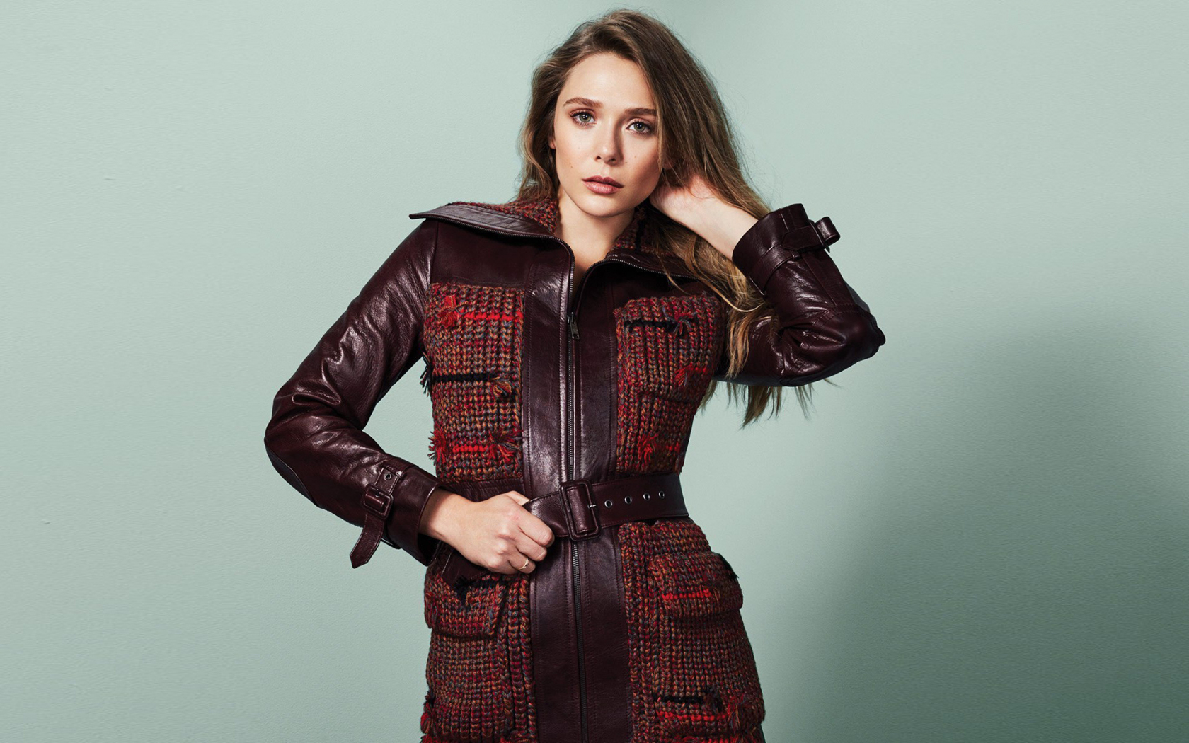 Download 1680x1050 Wallpaper Leather Coat Elizabeth Olsen Images, Photos, Reviews