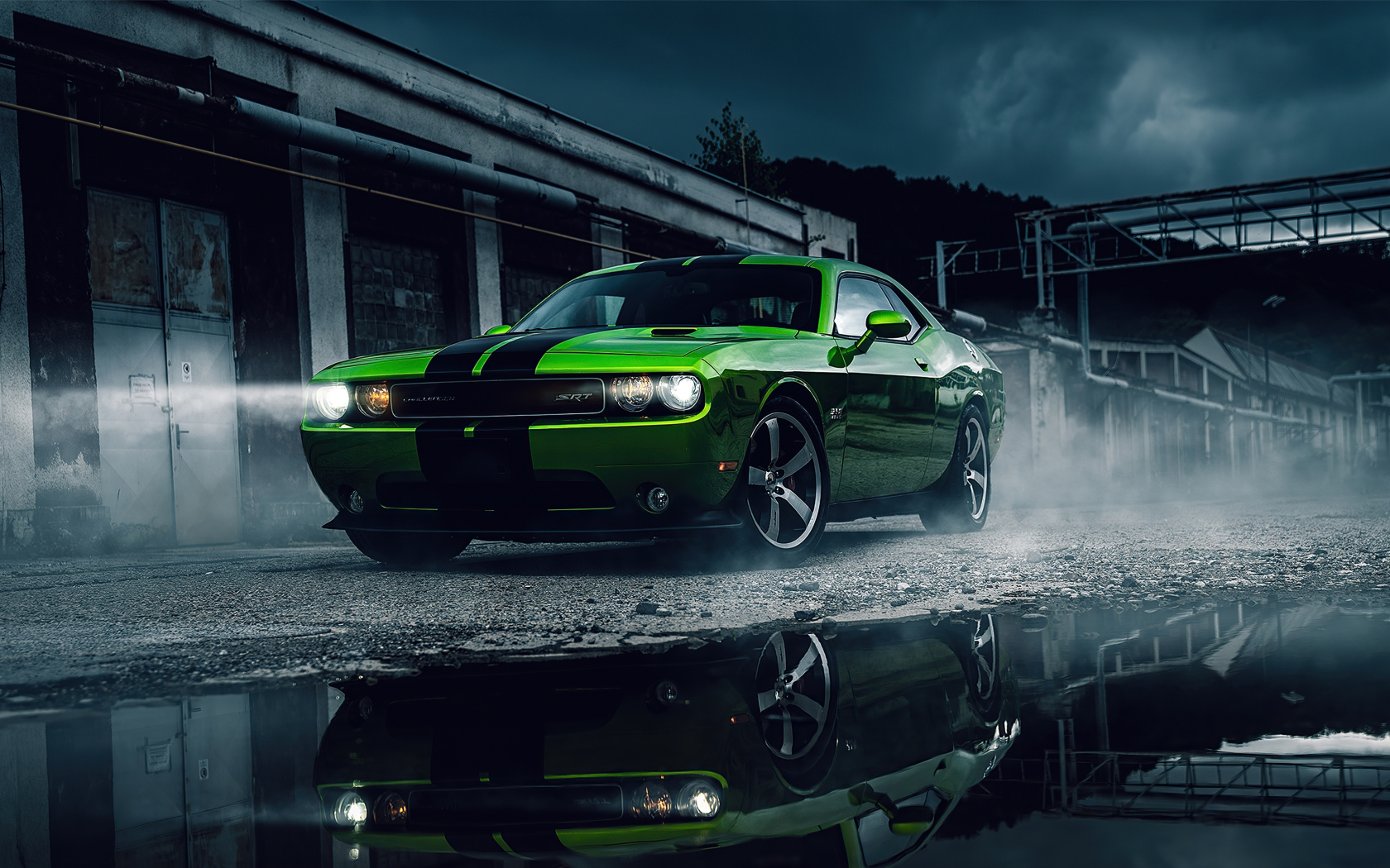 Green Dodge Challenger, muscle car, 2020, 1680x1050 wallpaper